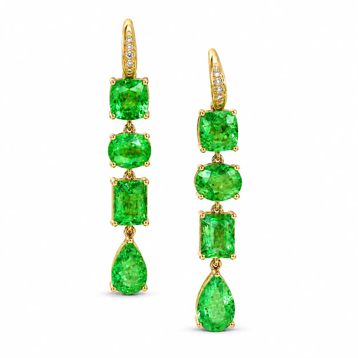 Kai Fine Jewelry Garden Melody Natural Tsavorite & Diamond Drop Earrings (One-of-a-Kind)
