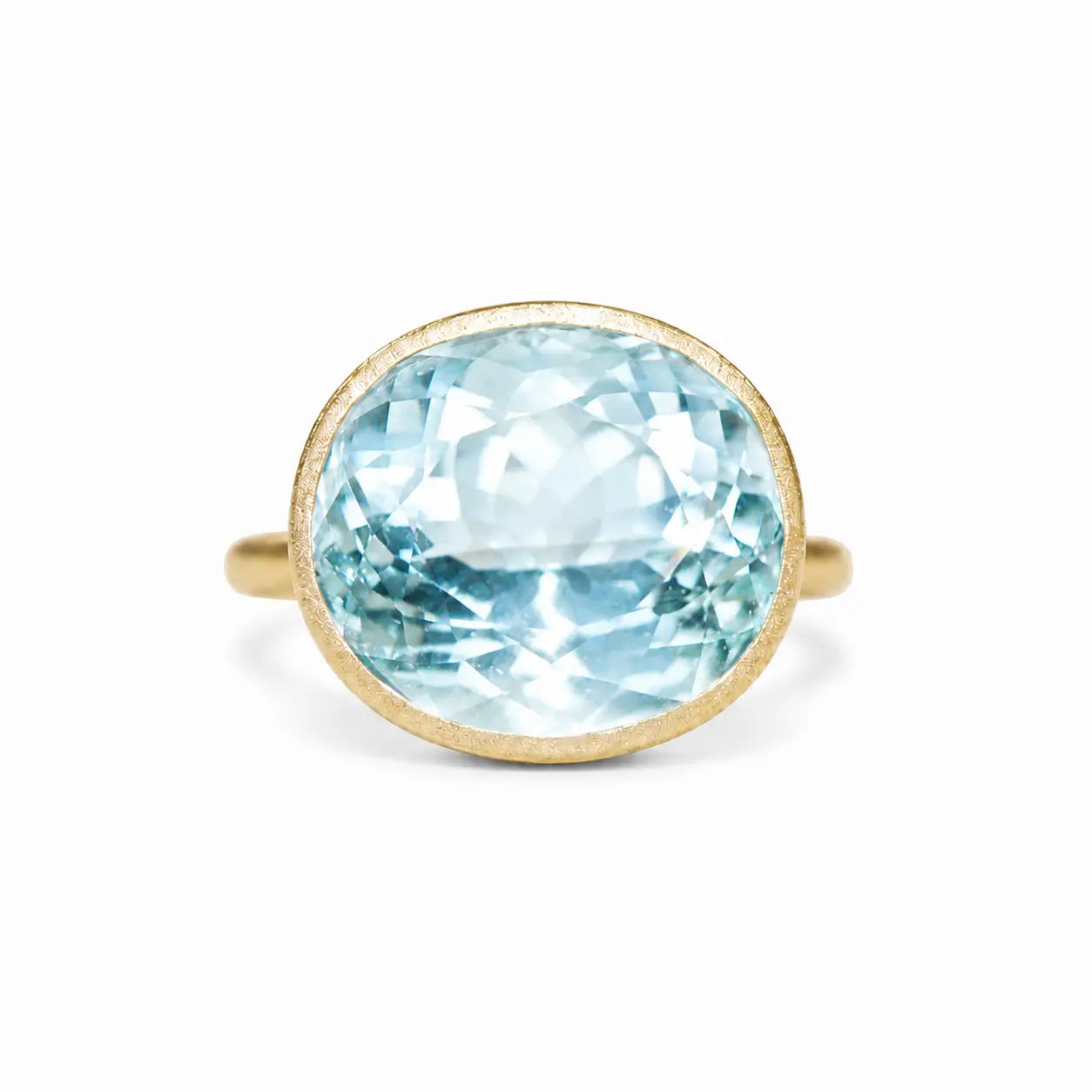 kai fine jewelry Aria Arch AIGS Certified 8.93 ctw Natural Santa Maria Aquamarine East-West Ring (One-of-a-Kind)