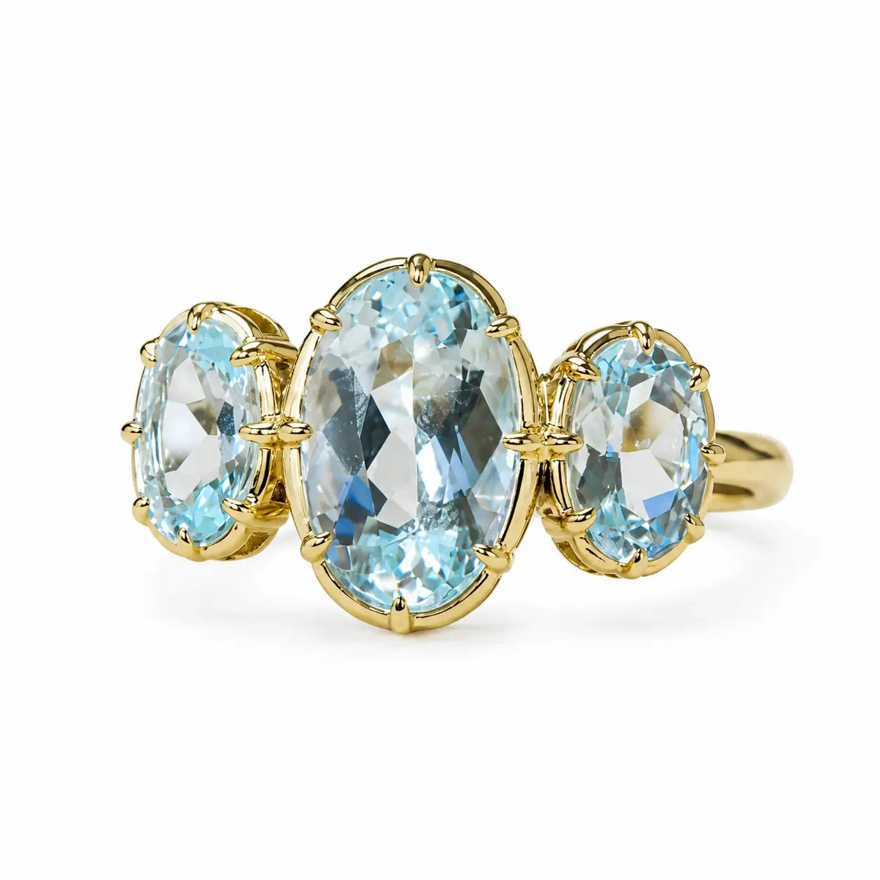 Aurea 2.28 ctw Natural Aquamarine Three-Stone Ring (One-of-a-Kind)