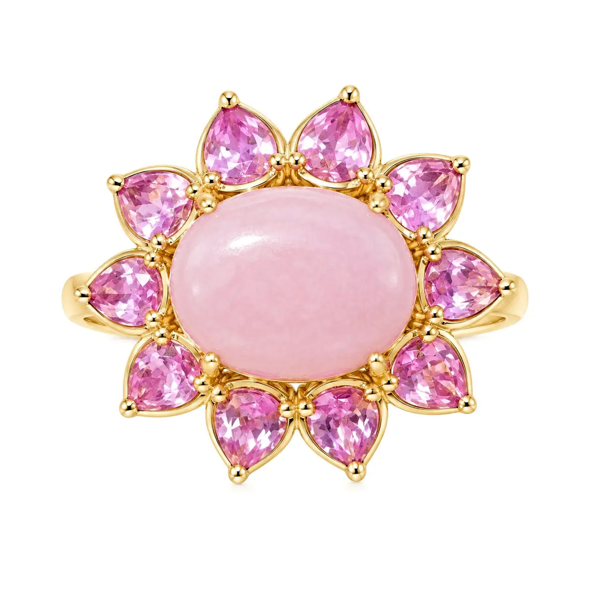 Bloom Halo 4.20ctw Natural Pink Opal & Pink Sapphire East-West Ring (One-of-a-Kind)