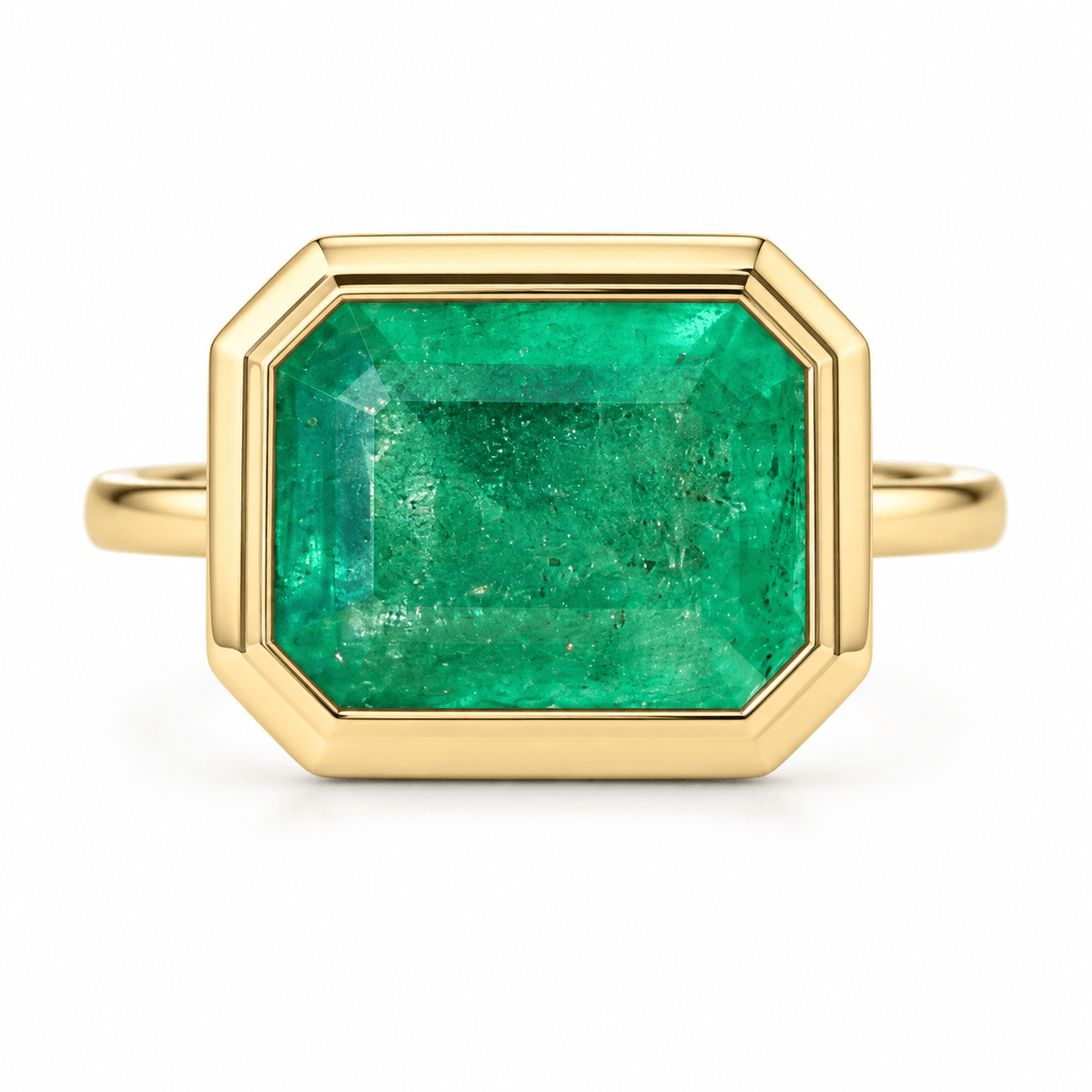 Bella Guild Certified 4.61ct Natural Emerald East-West Ring (One-of-a-Kind)
