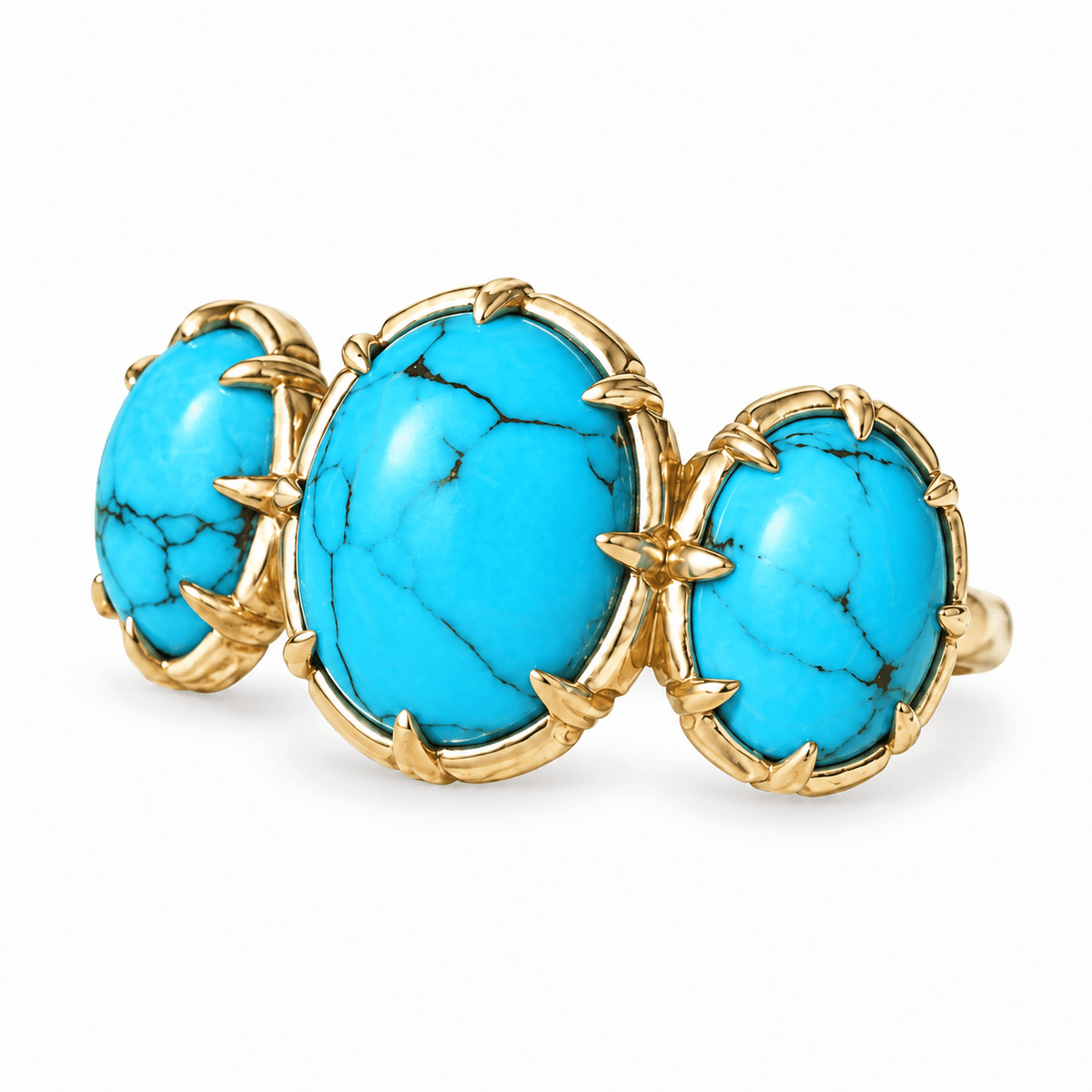 Aurea 3.60 ctw Natural Turquoise Three-Stone Ring (One-of-a-Kind)
