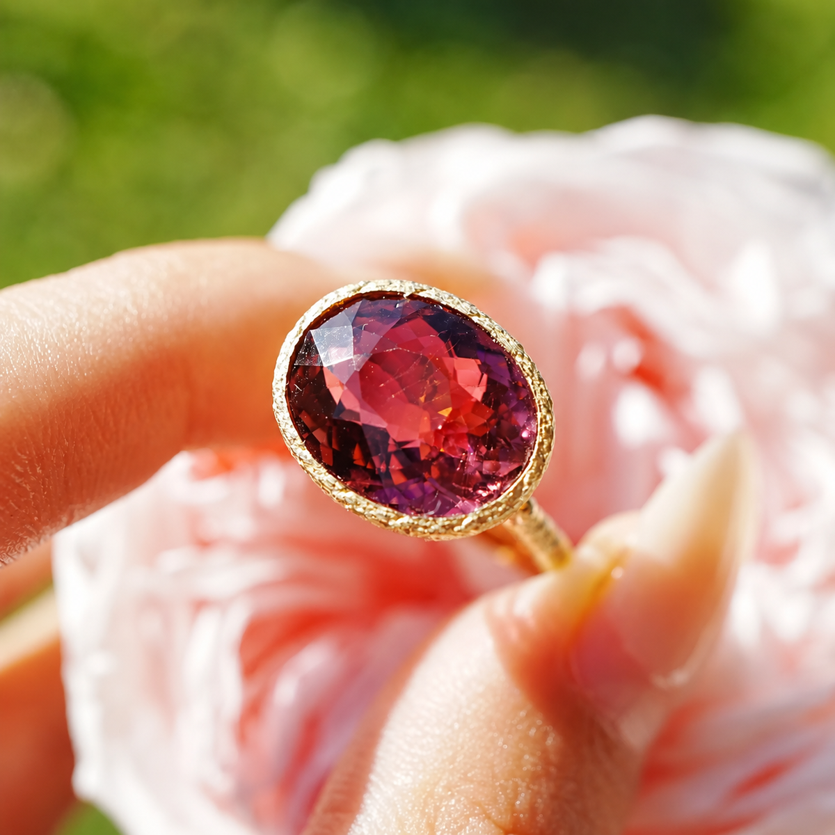 Aria Arch 8.32 ct Natural Rubellite Tourmaline East-West Ring (One-of-a-Kind)