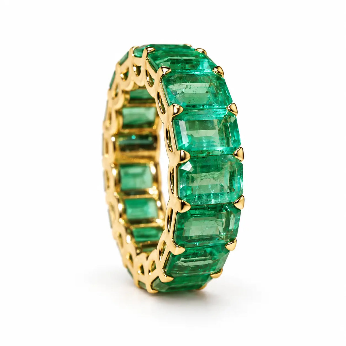 14k yellow gold Nora 8.50 ctw Natural Emerald Eternity Ring (One-of-a-Kind)