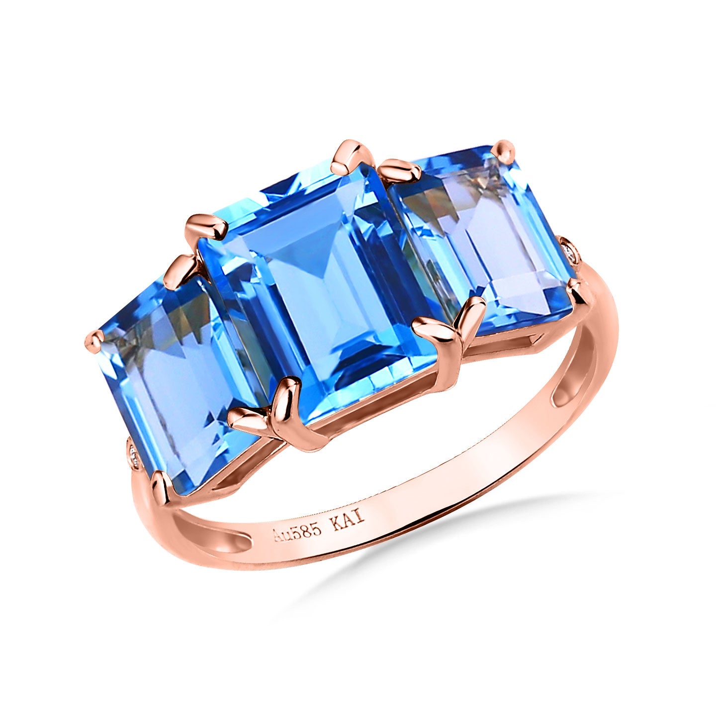 Fortune Topaz Diamond Three-Stone Ring