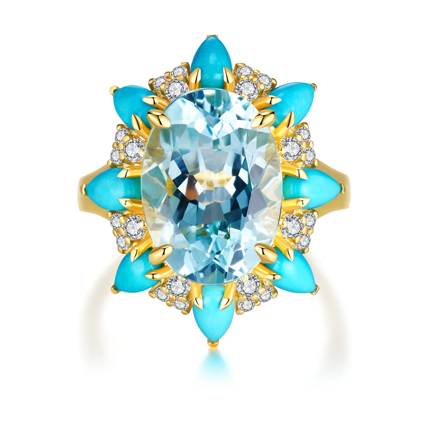 Topaz Turquoise Aquamarine Cocktail Ring