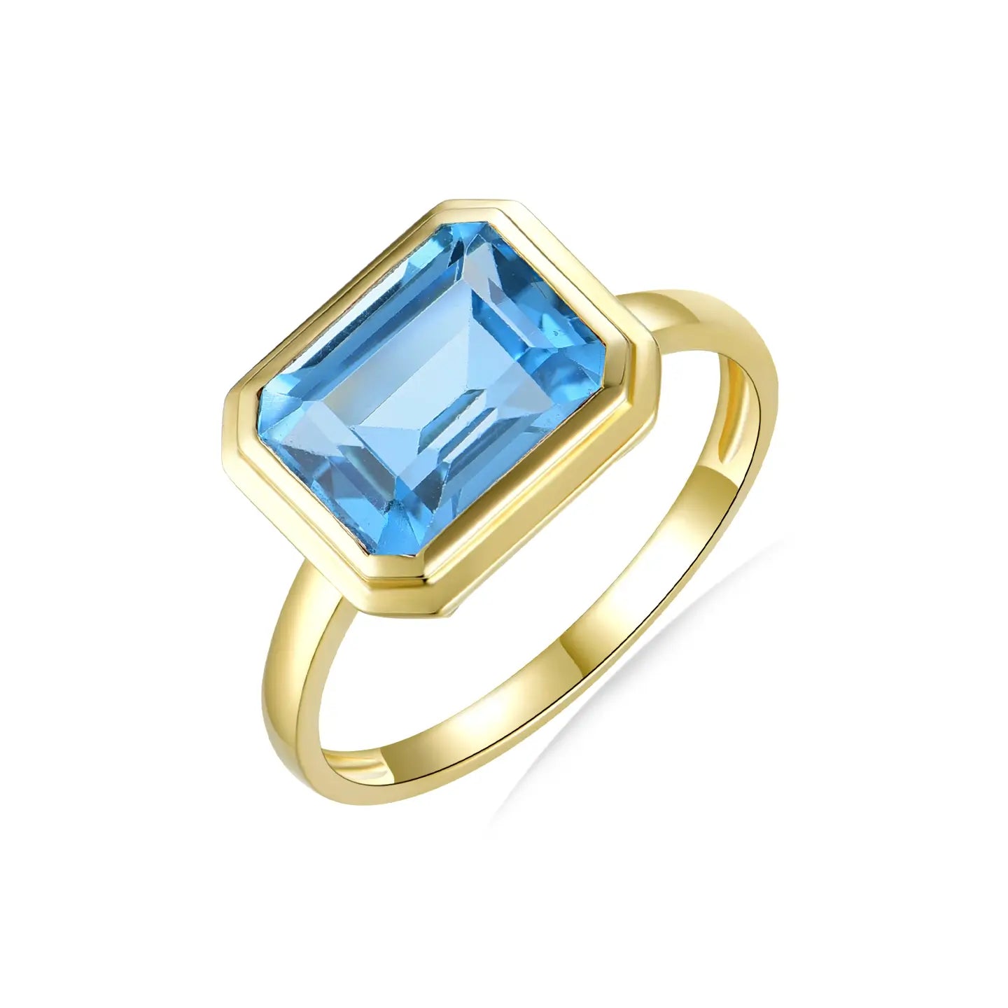 14k yellow gold east west topaz ring