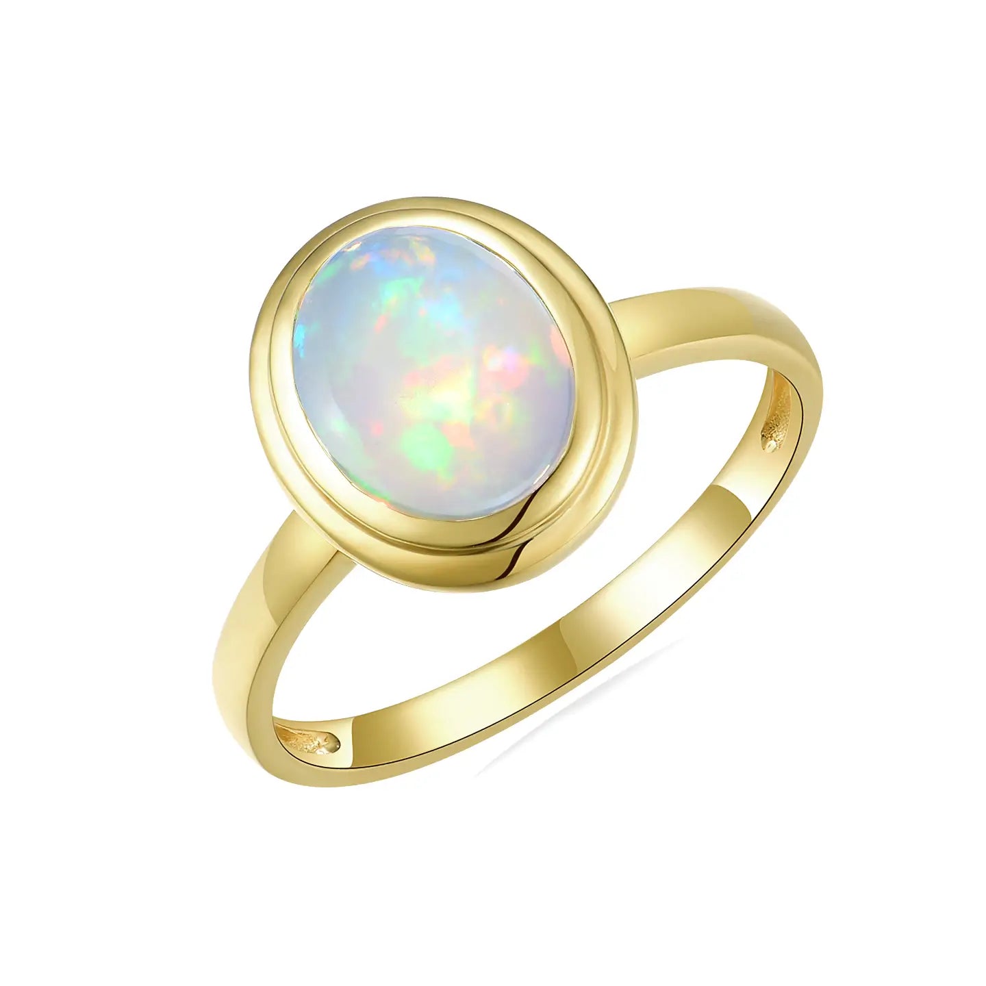 14k yellow gold natural fire opal ring