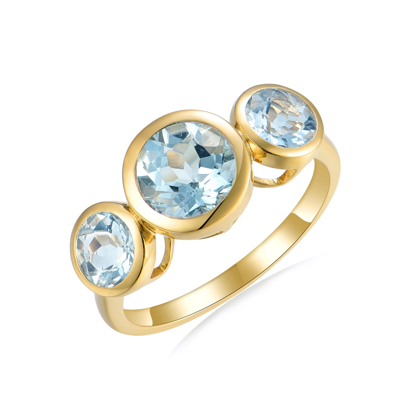 Trinity Round Aquamarine Three-stone Ring