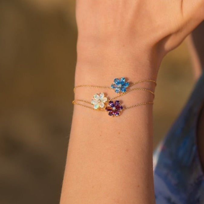 Flora Topaz Diamond Flower Bracelet