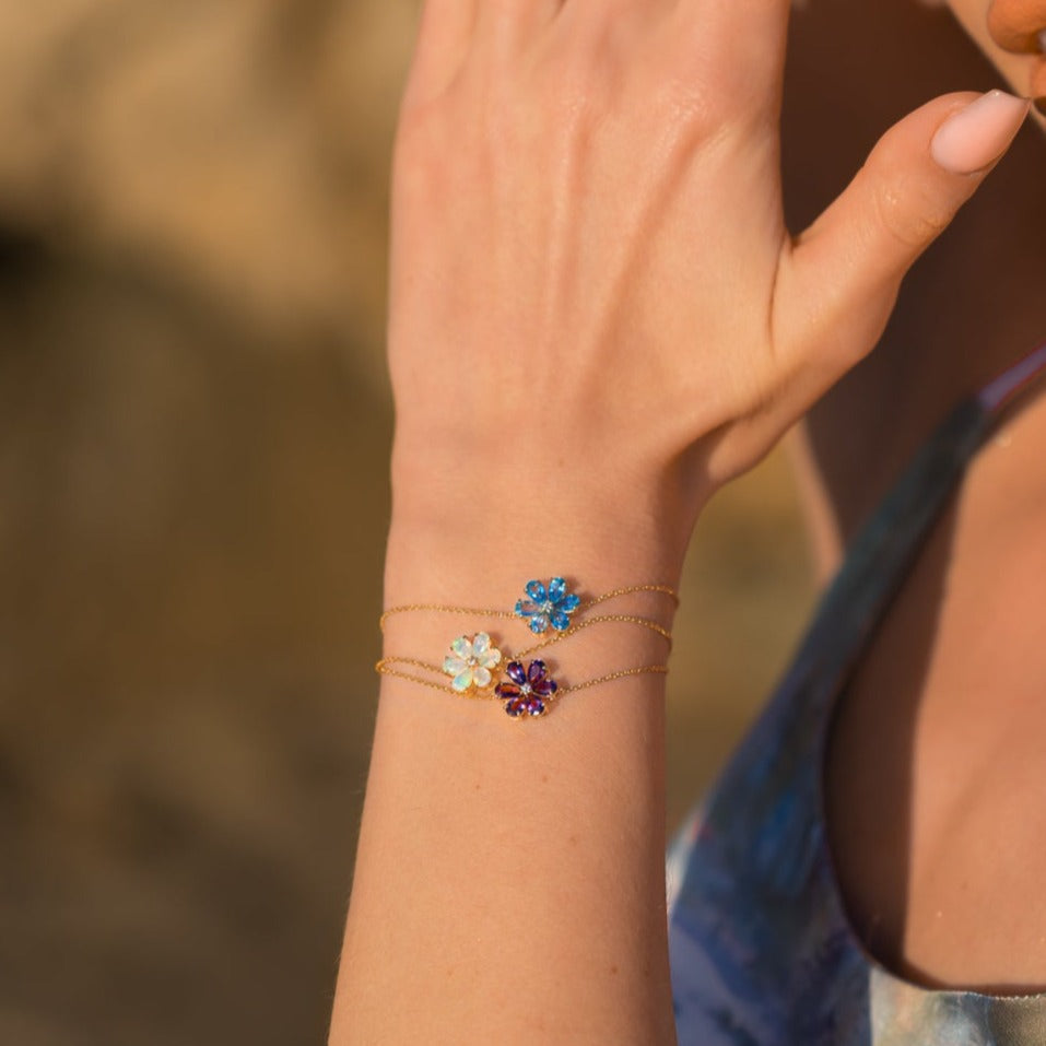 Flora Opal Diamond Flower Bracelet