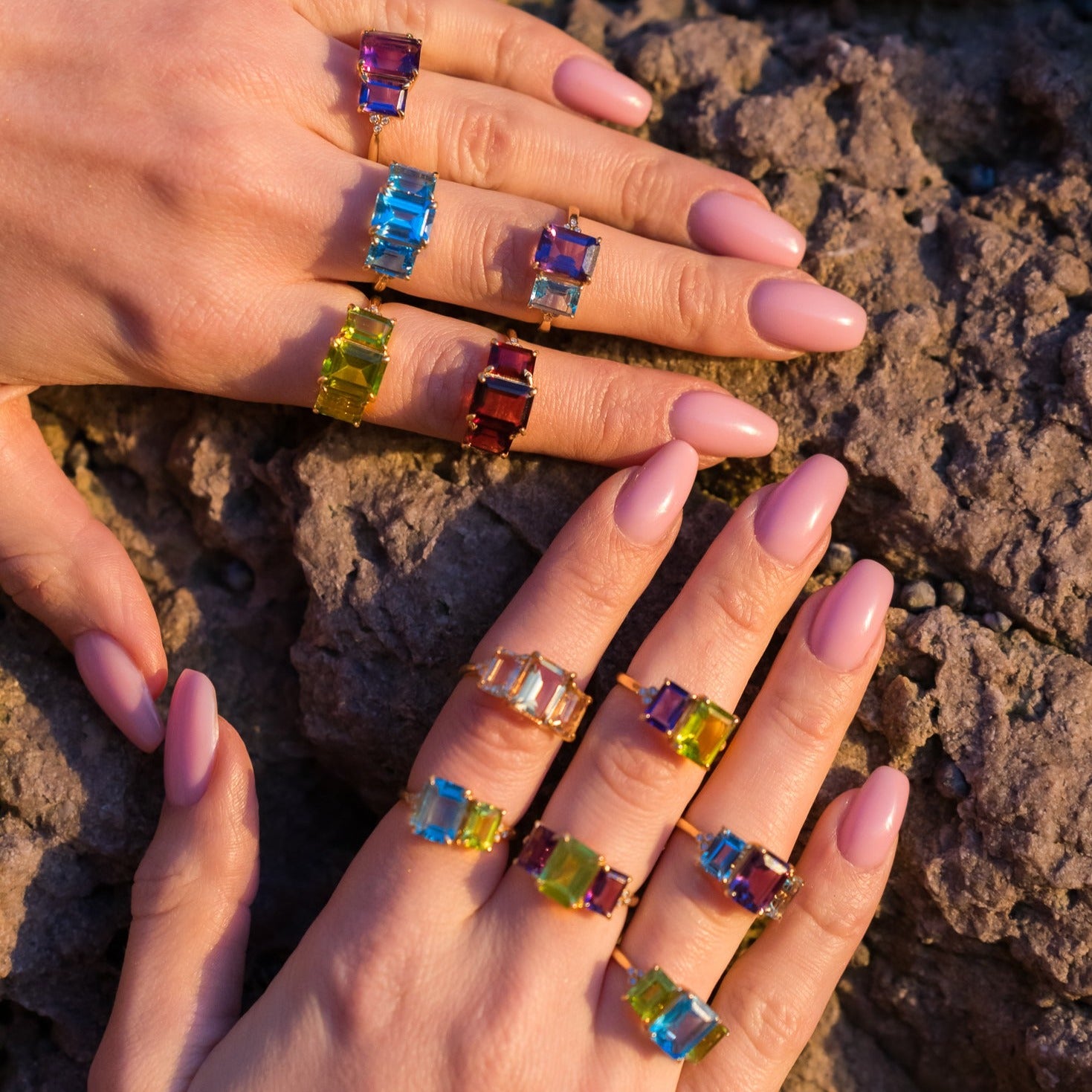 Fortune Topaz Diamond Three-Stone Ring