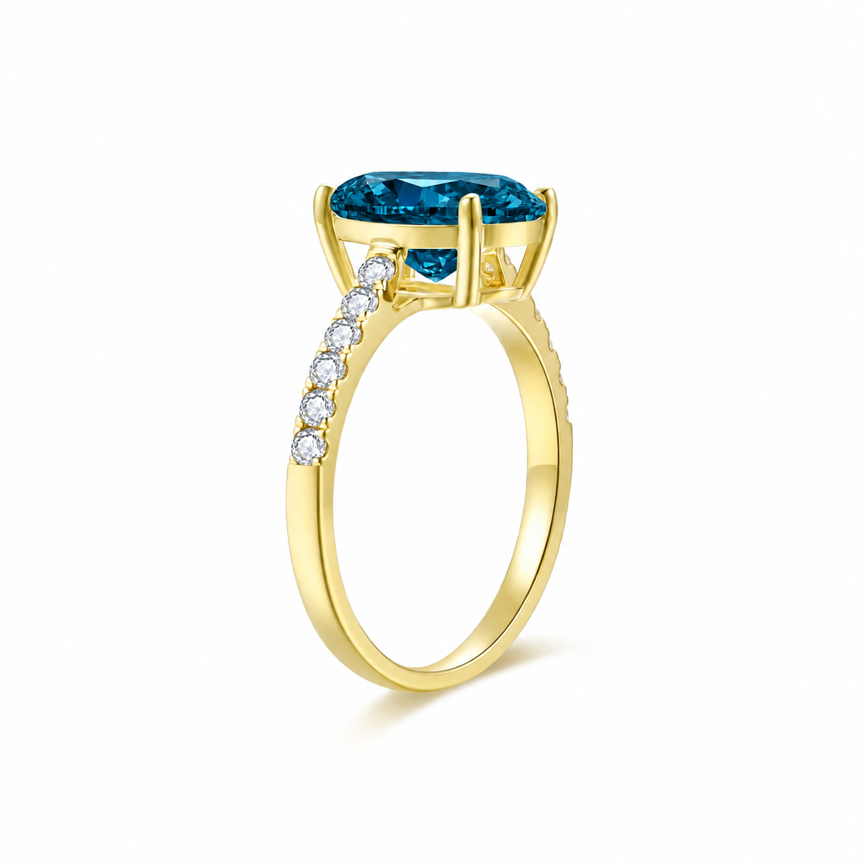 Radiant Oval London Blue Topaz Diamond Ring