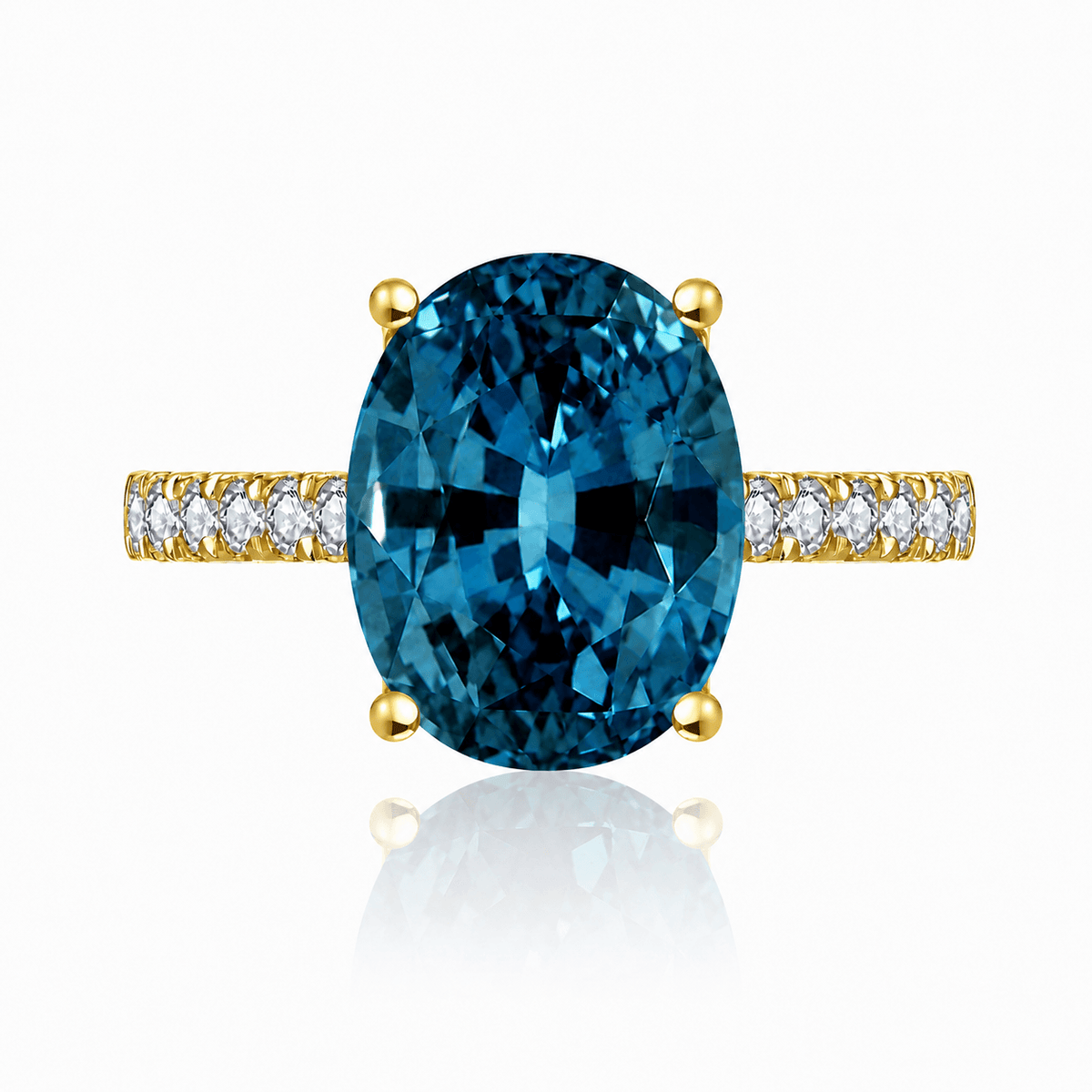 Radiant Oval London Blue Topaz Diamond Ring
