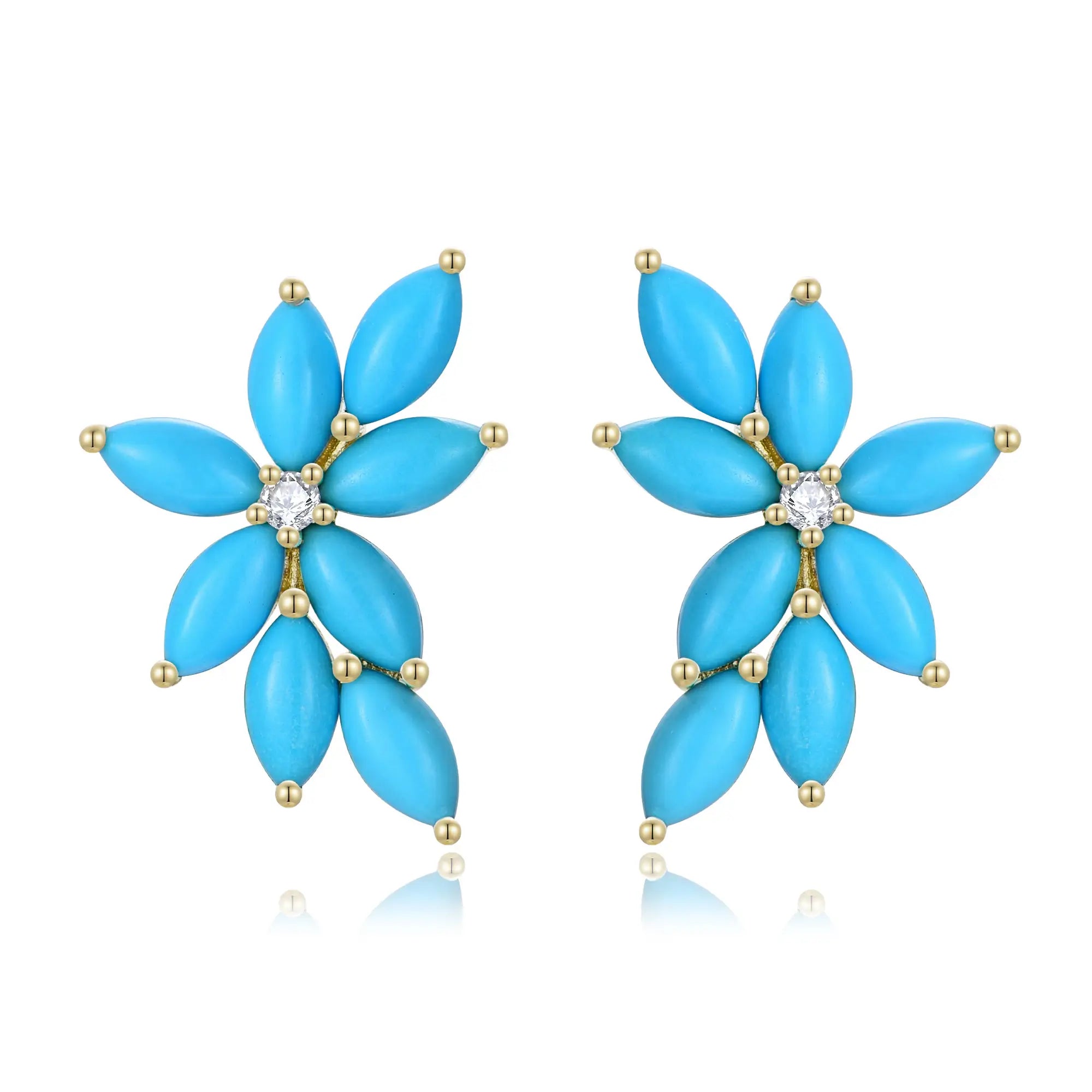 Nina Zhou x Kai Natural Turquoise Diamond Cluster Earrings in 14k Gold