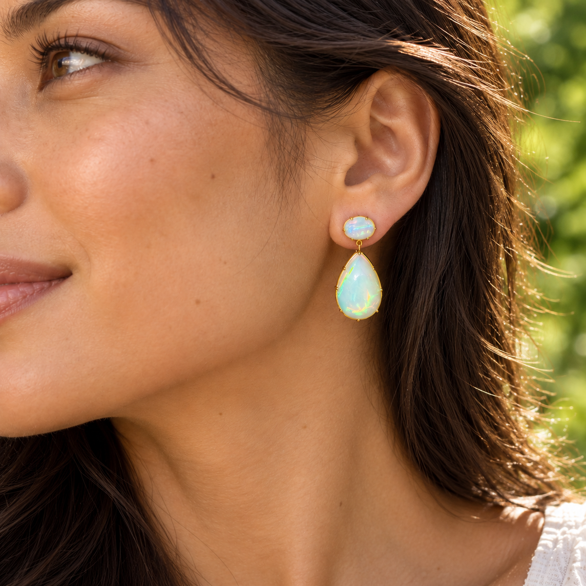 (SOLD) Aurea 16.00 ctw Natural Opal Drop Earrings (One-of-a-Kind)