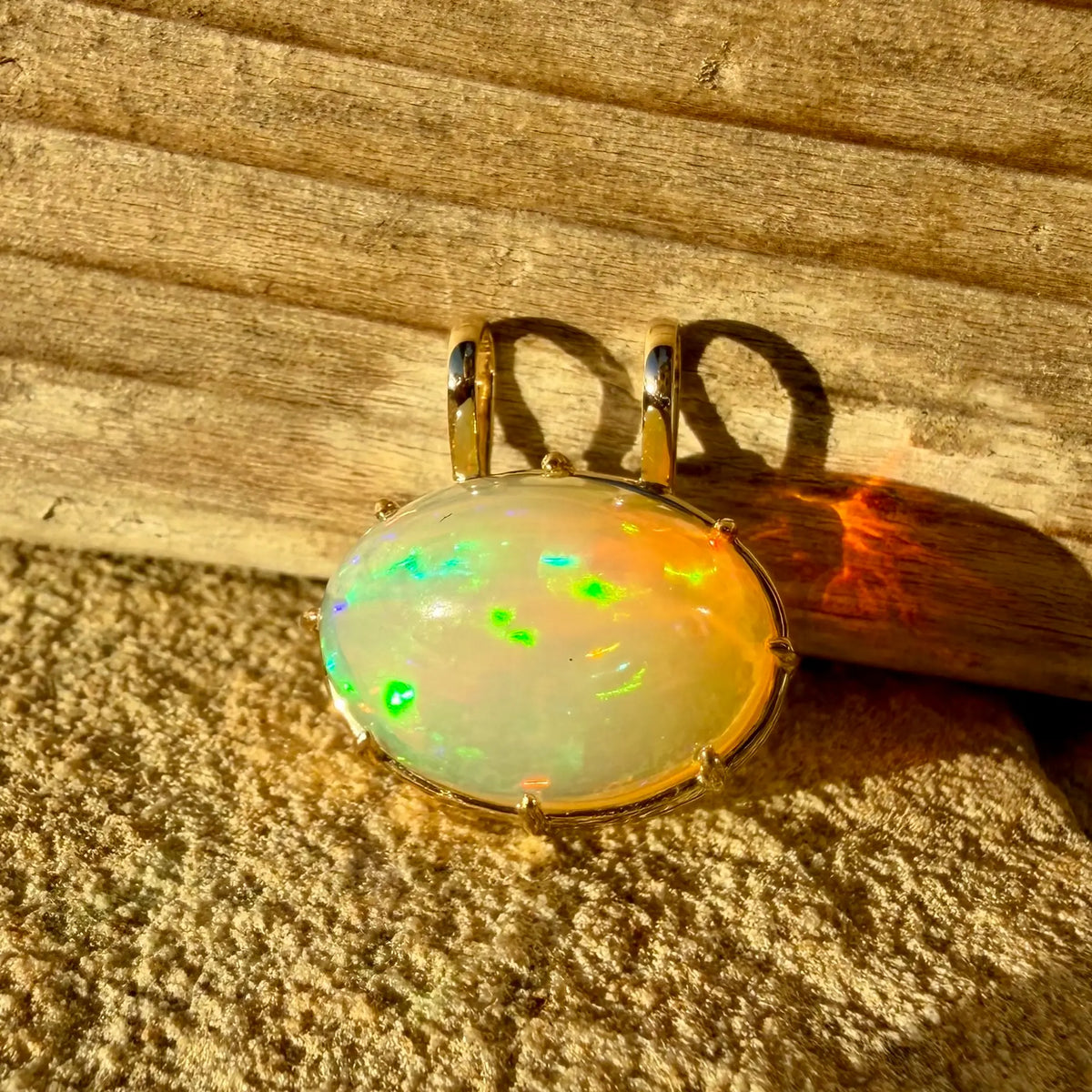 14k yellow gold Vivid Aura 8.61ct Natural Opal charm only (One-of-a-Kind)