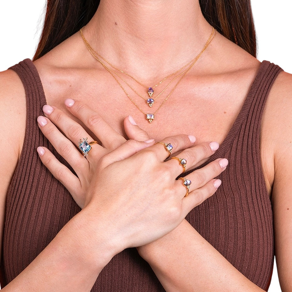 Ayla Pear-Shaped Moonstone Diamond Baroque Pearl Necklace