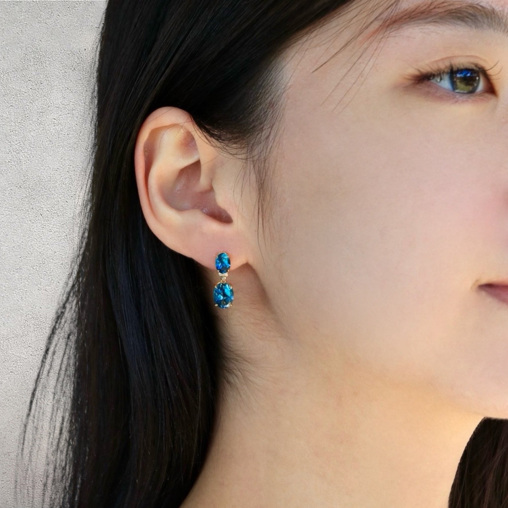 Divina Oval Topaz Diamond Drop Earrings