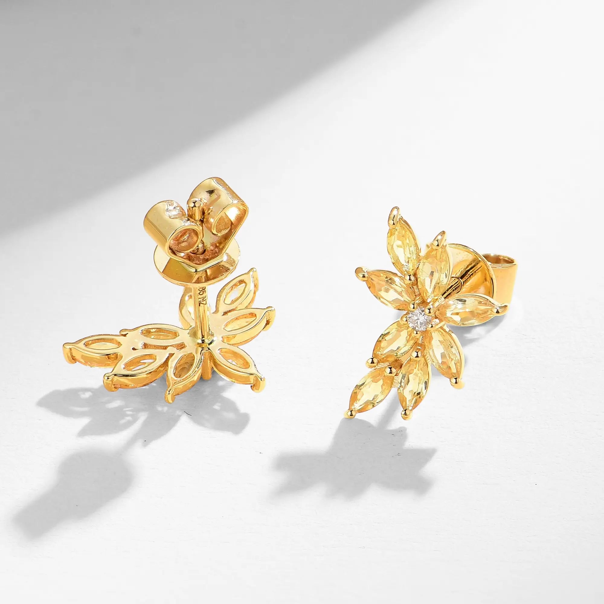 14k gold Nina Zhou x Kai Natural Yellow Sapphire Diamond Small Cluster Earrings