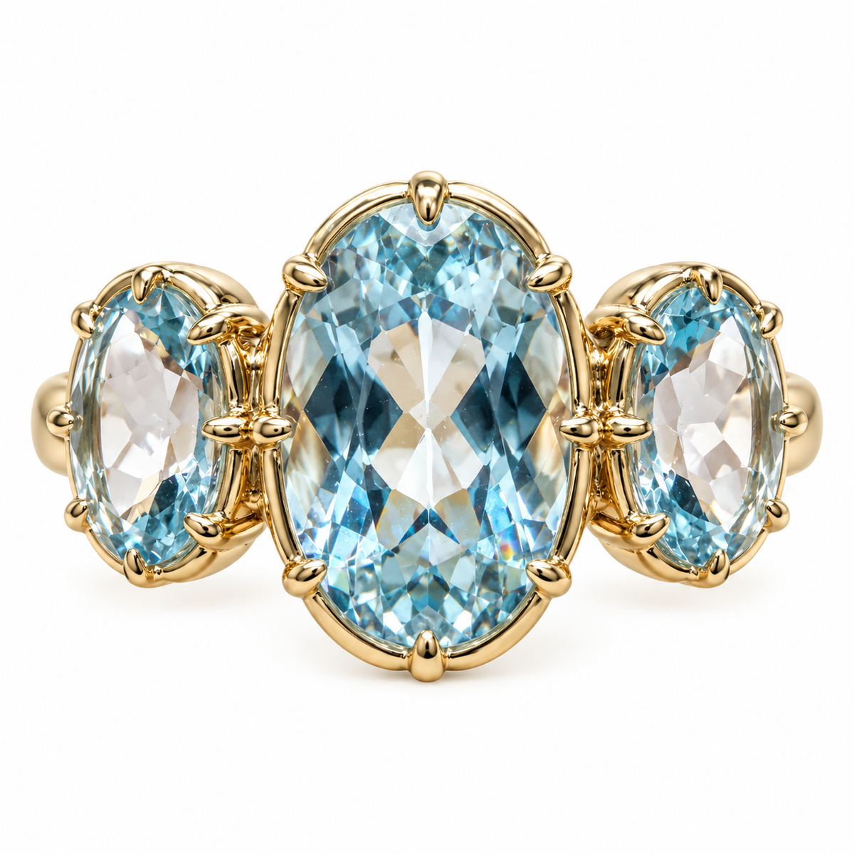 Aurea 2.28 ctw Natural Aquamarine Three-Stone Ring (One-of-a-Kind)