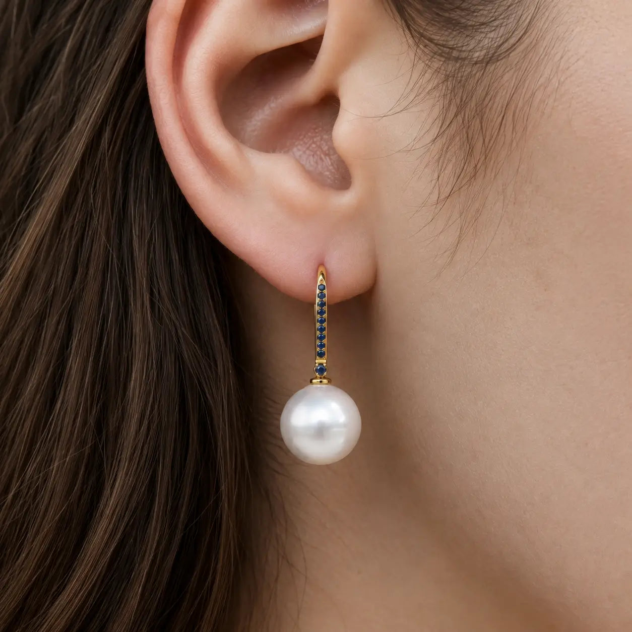 Paradise Sapphire Convertible Round Pearl Drop Earrings