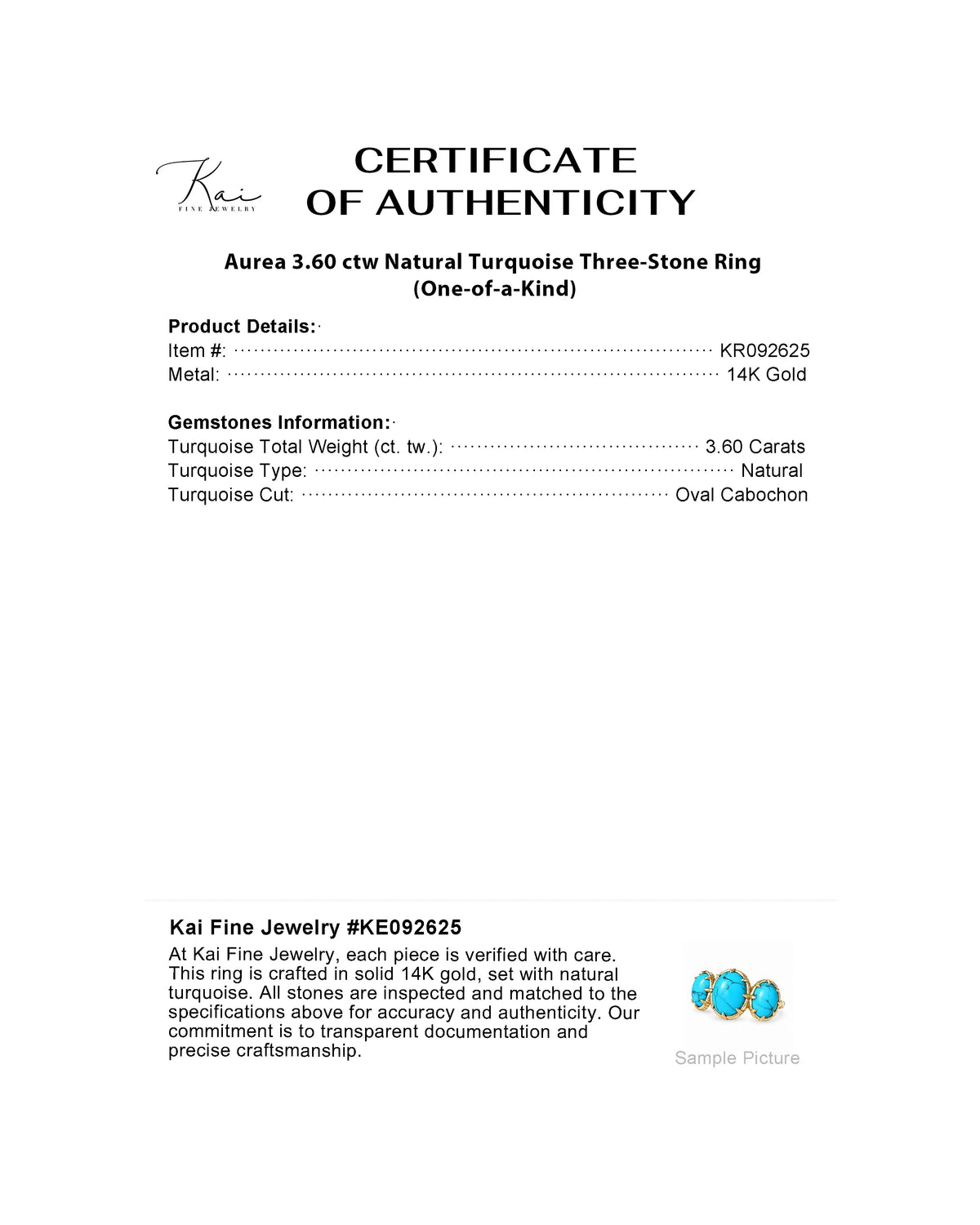 (SOLD) Aurea 3.60 ctw Natural Turquoise Three-Stone Ring (One-of-a-Kind)