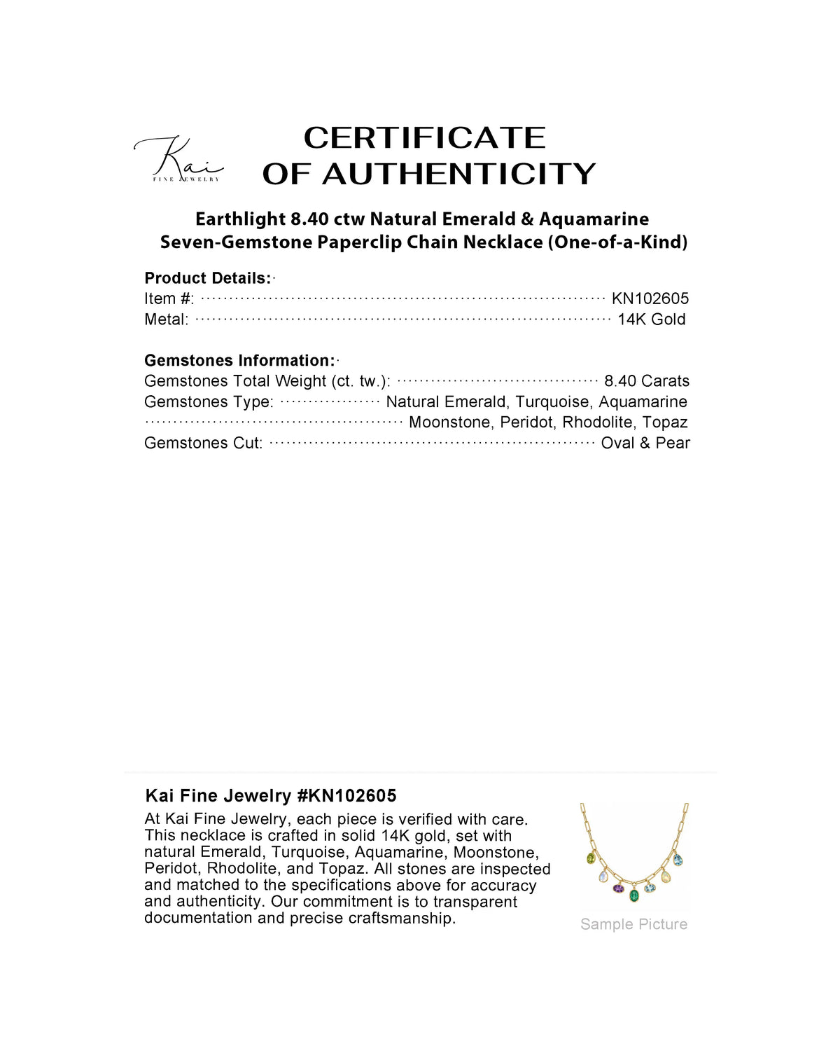 (SOLD) Earthlight 8.40 ctw Natural Emerald & Aquamarine Seven-Gemstone Paperclip Chain Necklace (One-of-a-Kind)