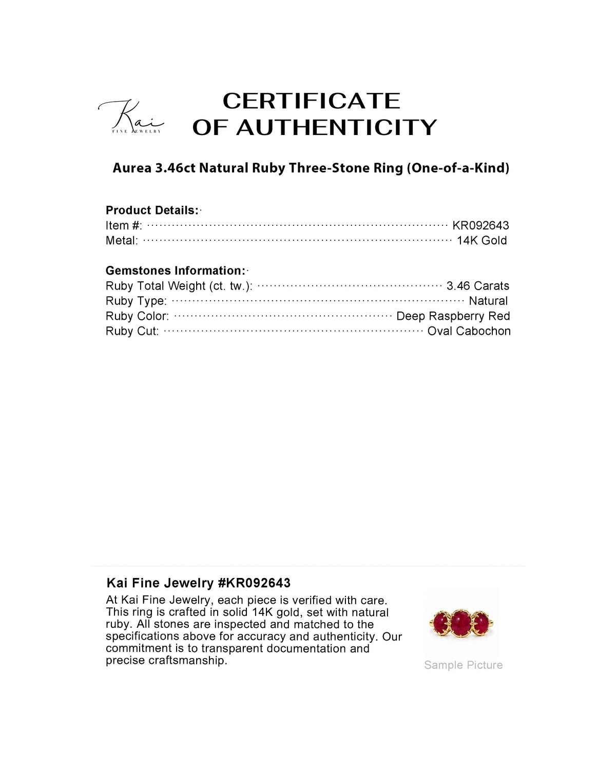 Aurea 3.46ct Natural Ruby Three-Stone Ring (One-of-a-Kind)