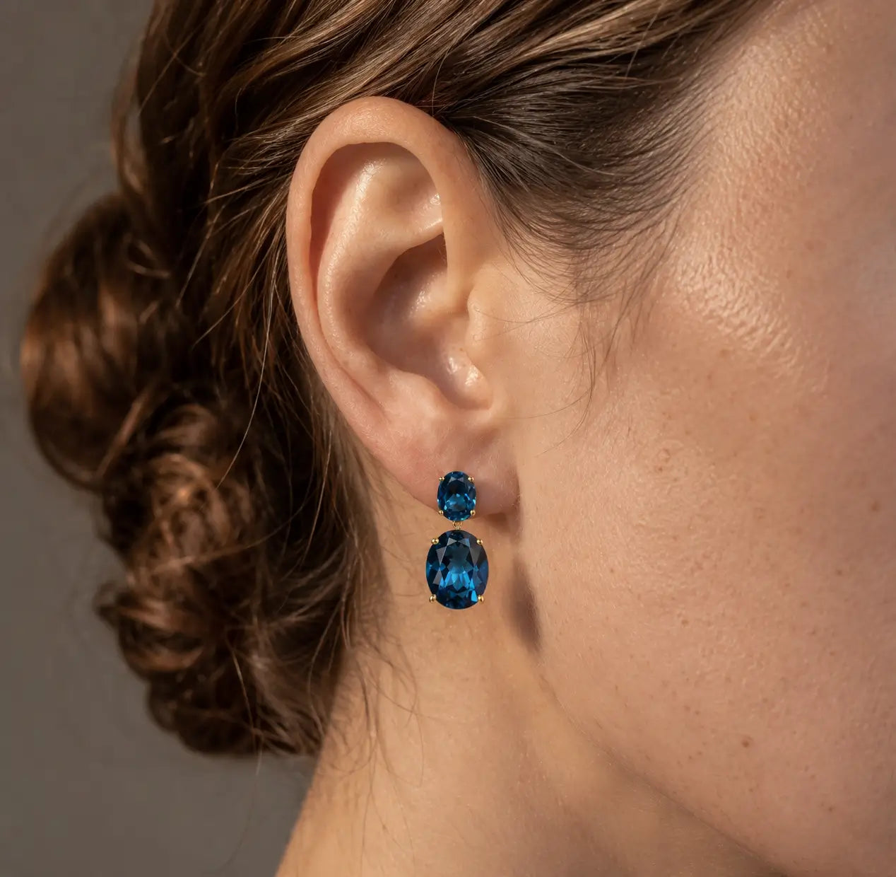 Duet Oval London Blue Topaz Drop Earrings
