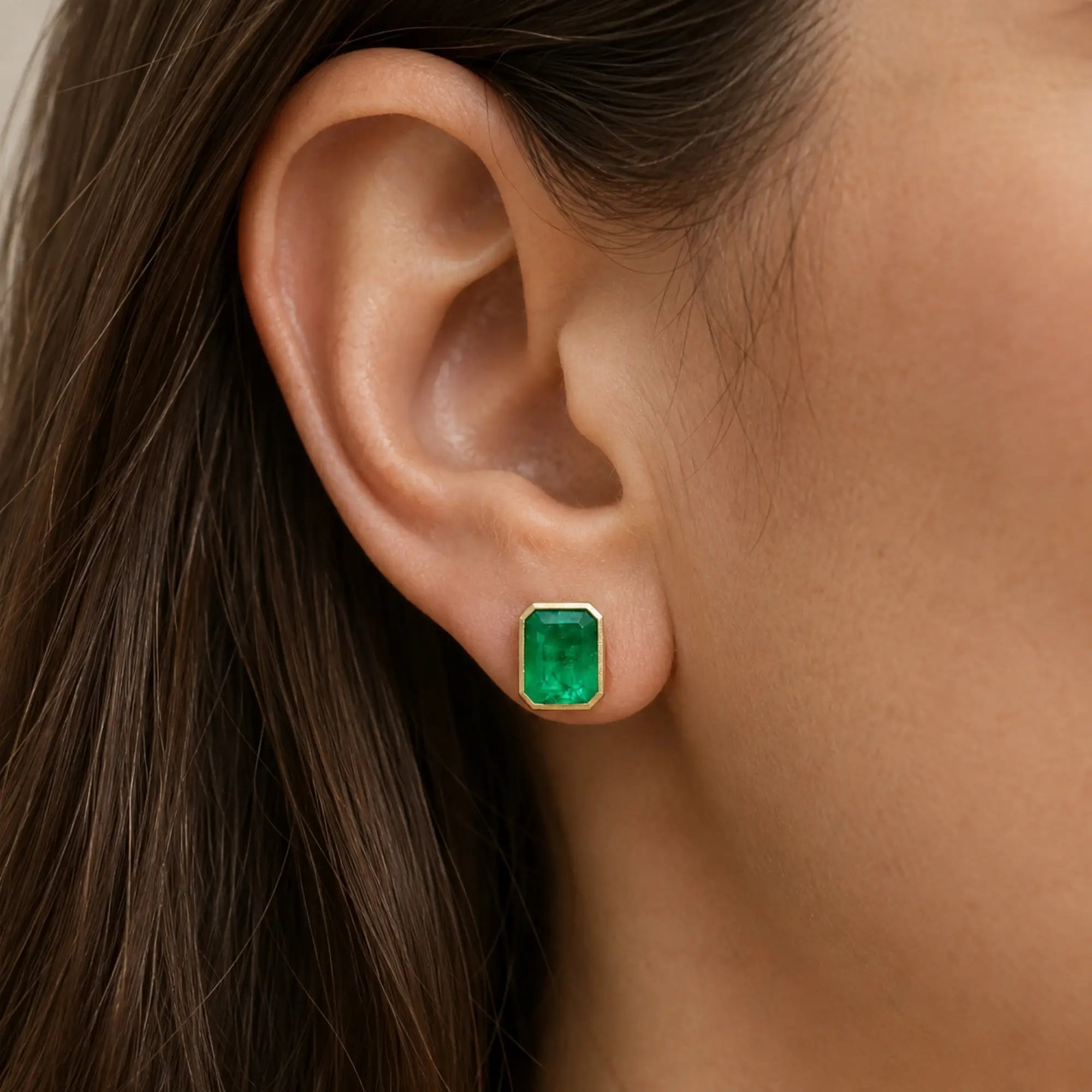 Aria Arch 4.64 ctw Guild Certified Emerald Stud Earrings (One-of-a-Kind)