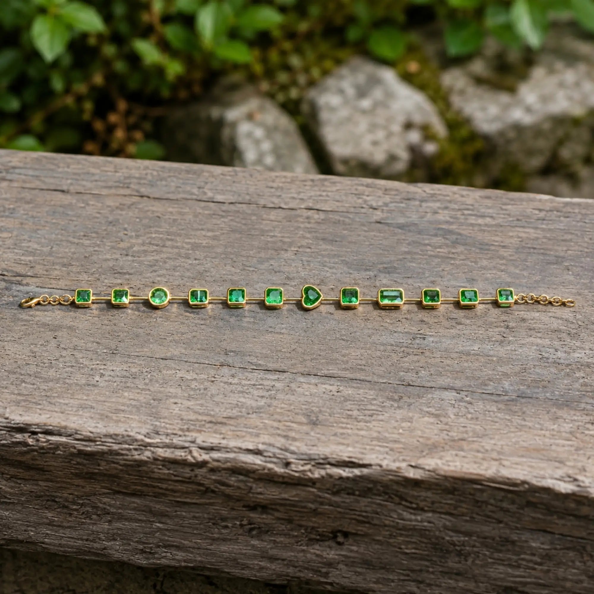 Nina Zhou x Kai 14k yellow gold The Garland 16.25 ctw Natural Tsavorite Link Bracelet (One-of-a-Kind)