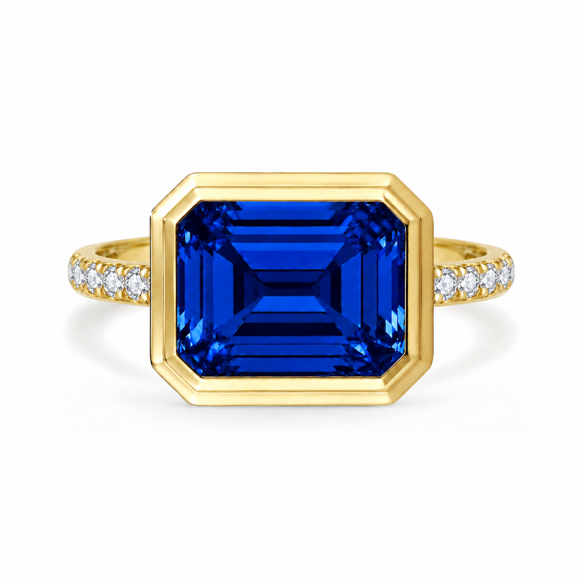 Custom Order - Bella East-West Lab Grown Sapphire & Diamond Ring