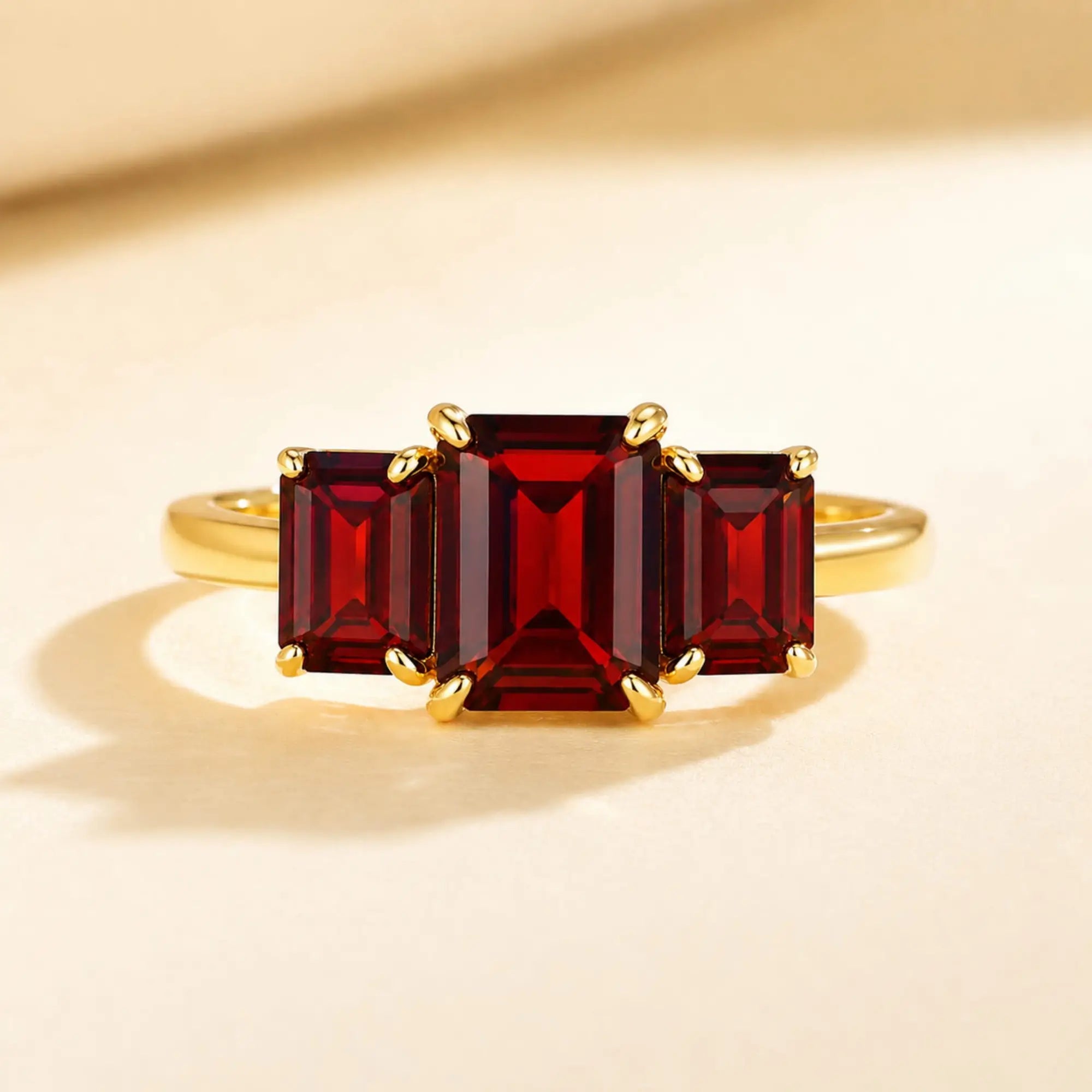 kai fine jewelry 4.83ctw Lab Grown Ruby Diamond Three-Stone Ring in 14k yellow gold