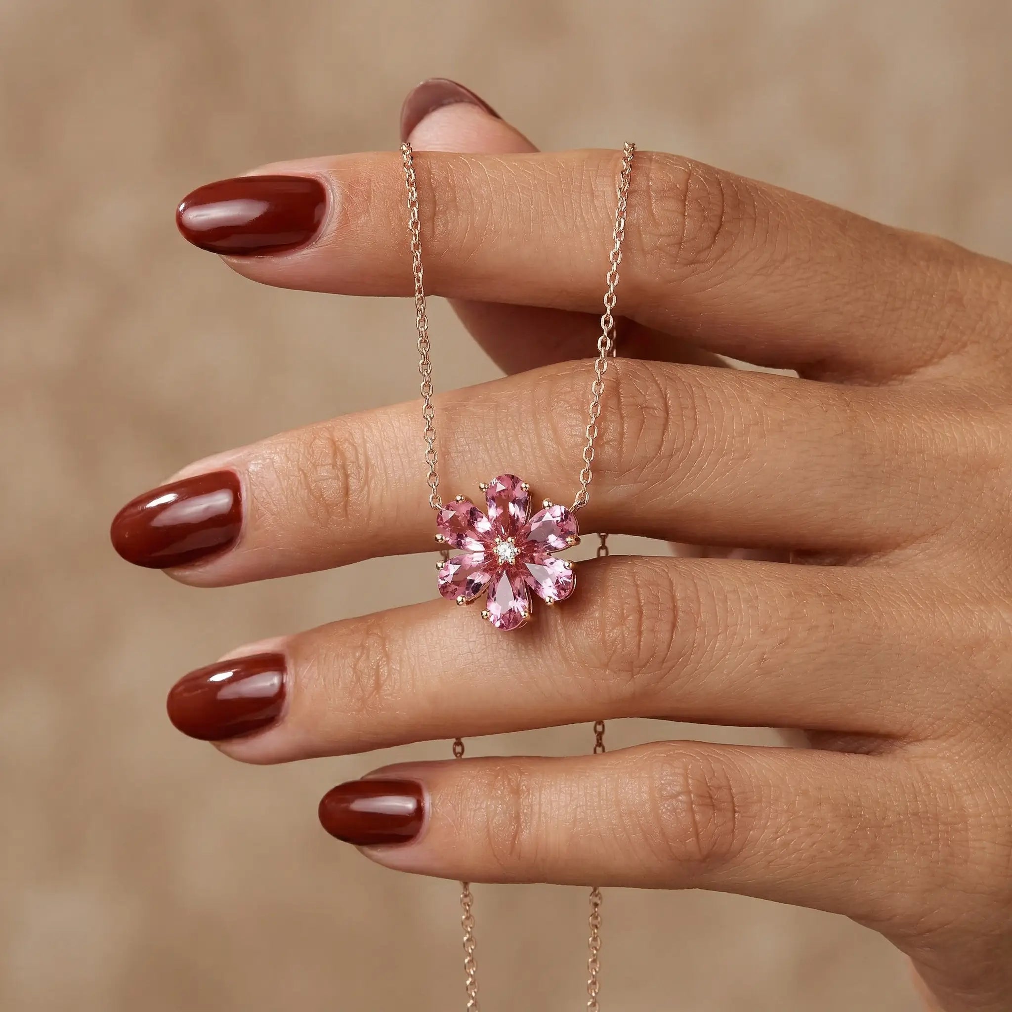 Flora Pink Tourmaline Diamond Necklace