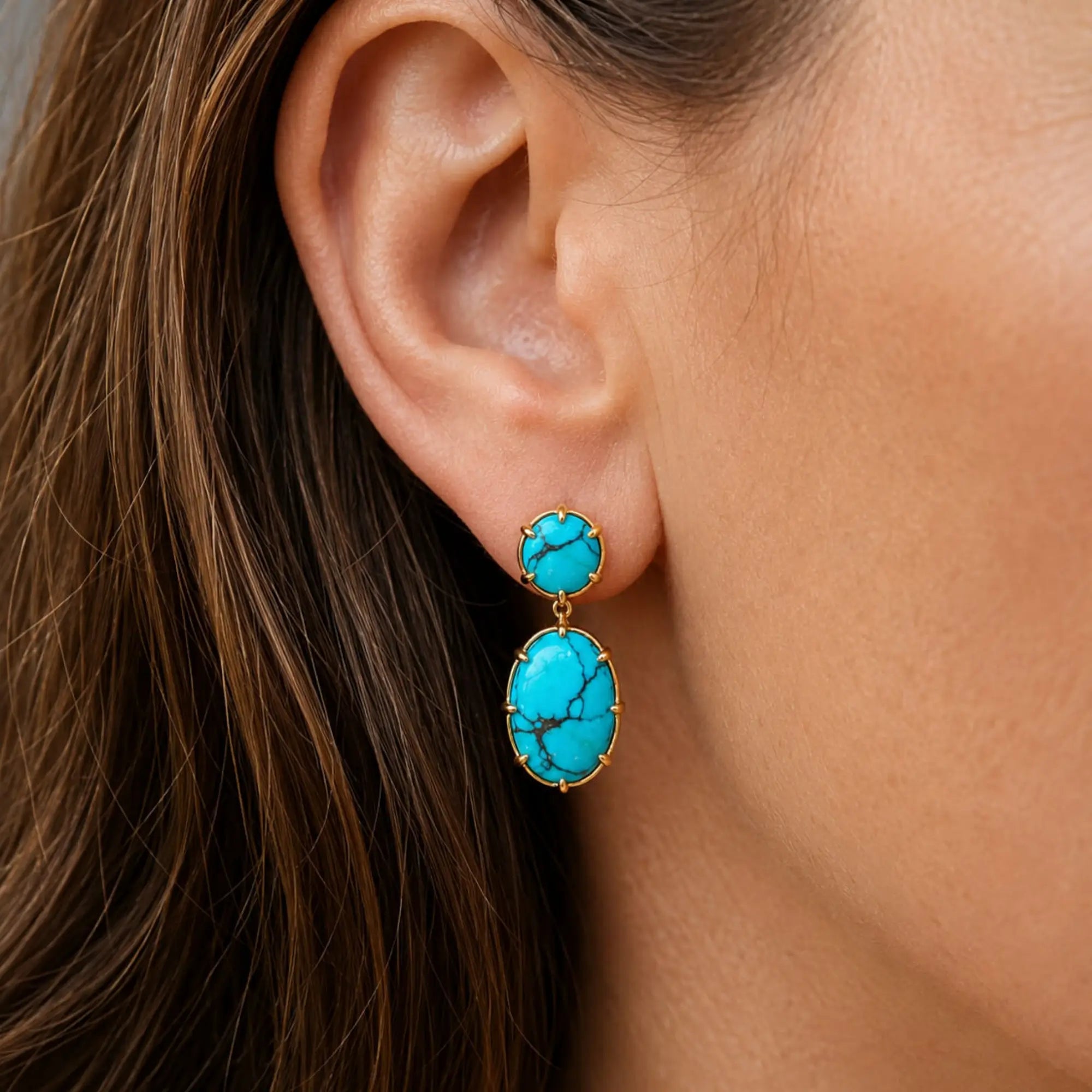 (SOLD) Garden Melody 9.96 ctw Natural Turquoise Drop Earrings (One-of-a-Kind)