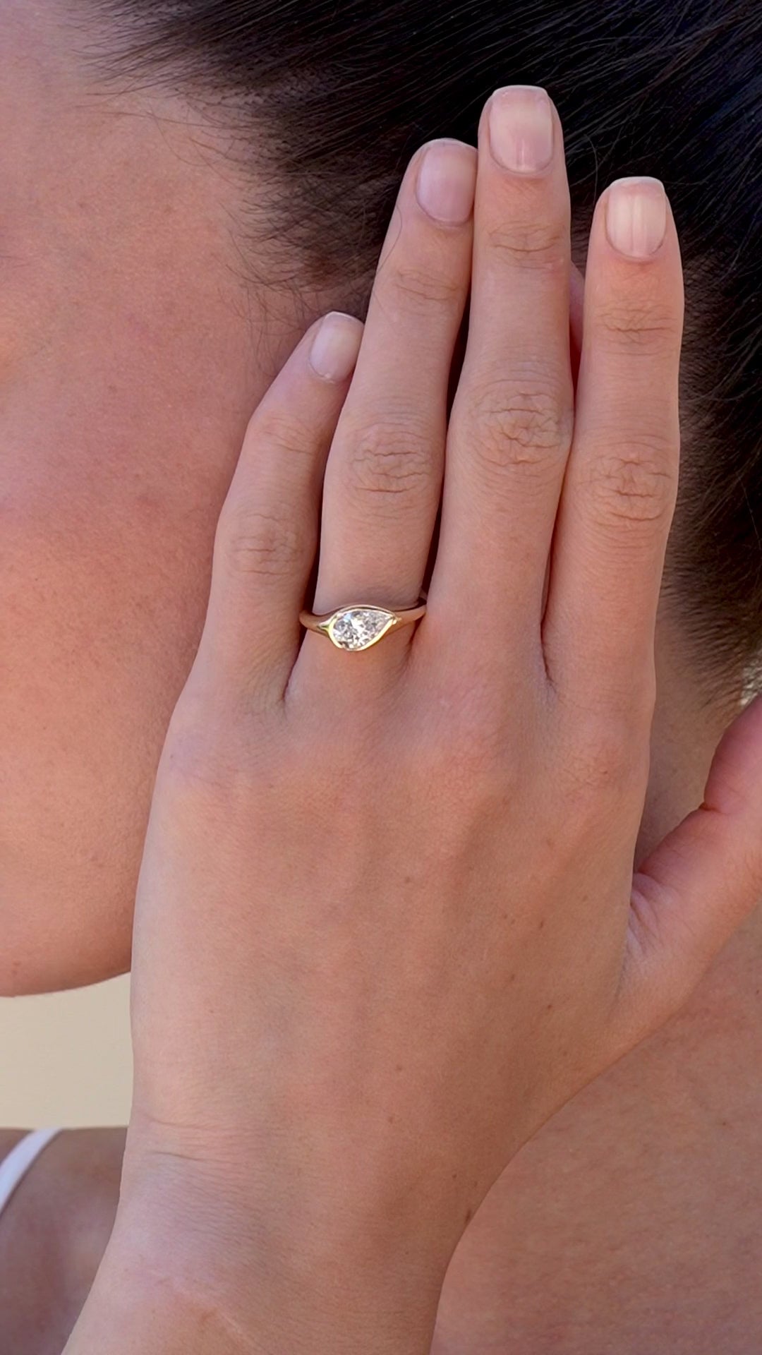 Gloria Pear Lab Grown Diamond 1.0 2.0 3.0ctw Ring 14k yellow gold