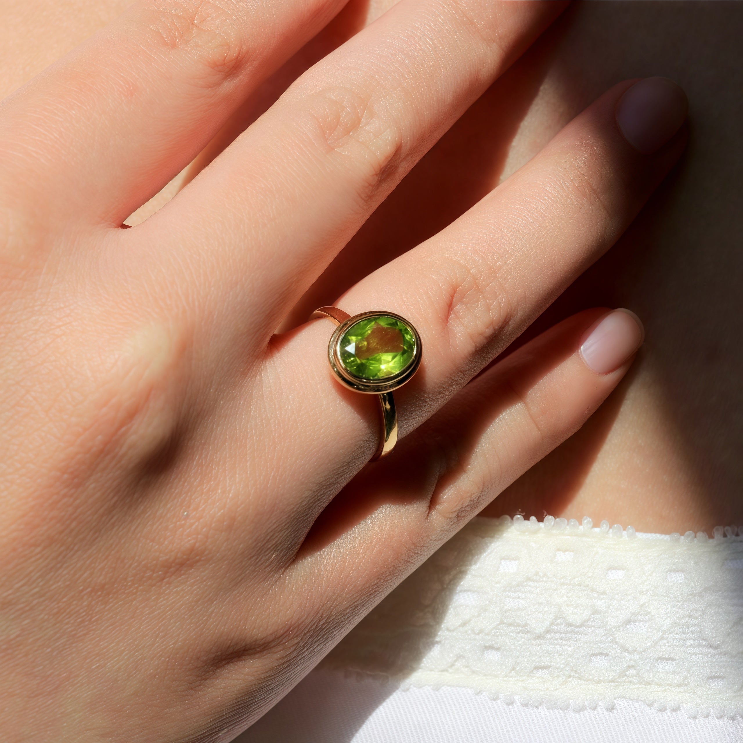 Kai 14k Gold Bella North-South Natural 2.0ctw Oval Peridot Ring