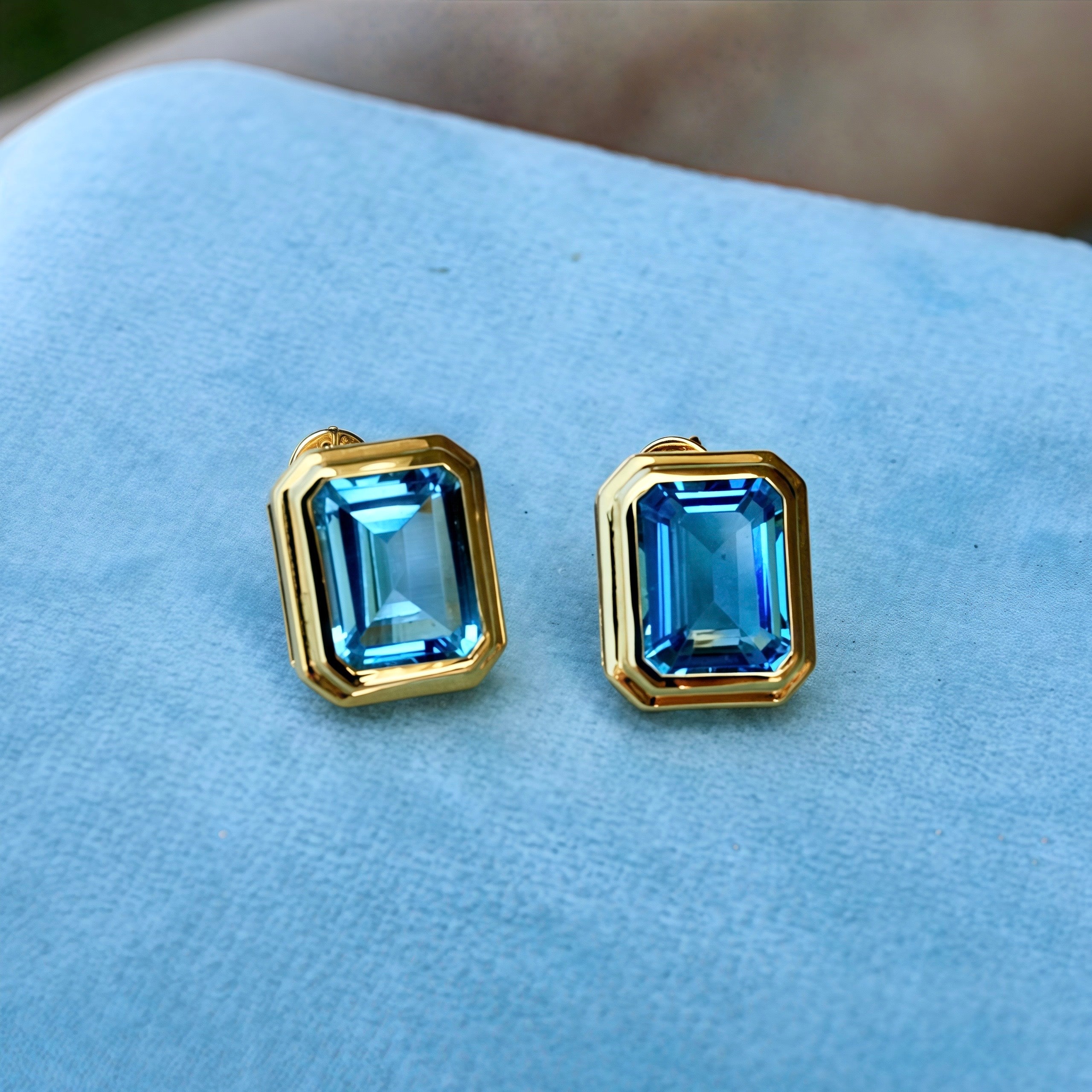 Bella Emerald-Cut Topaz Earrings