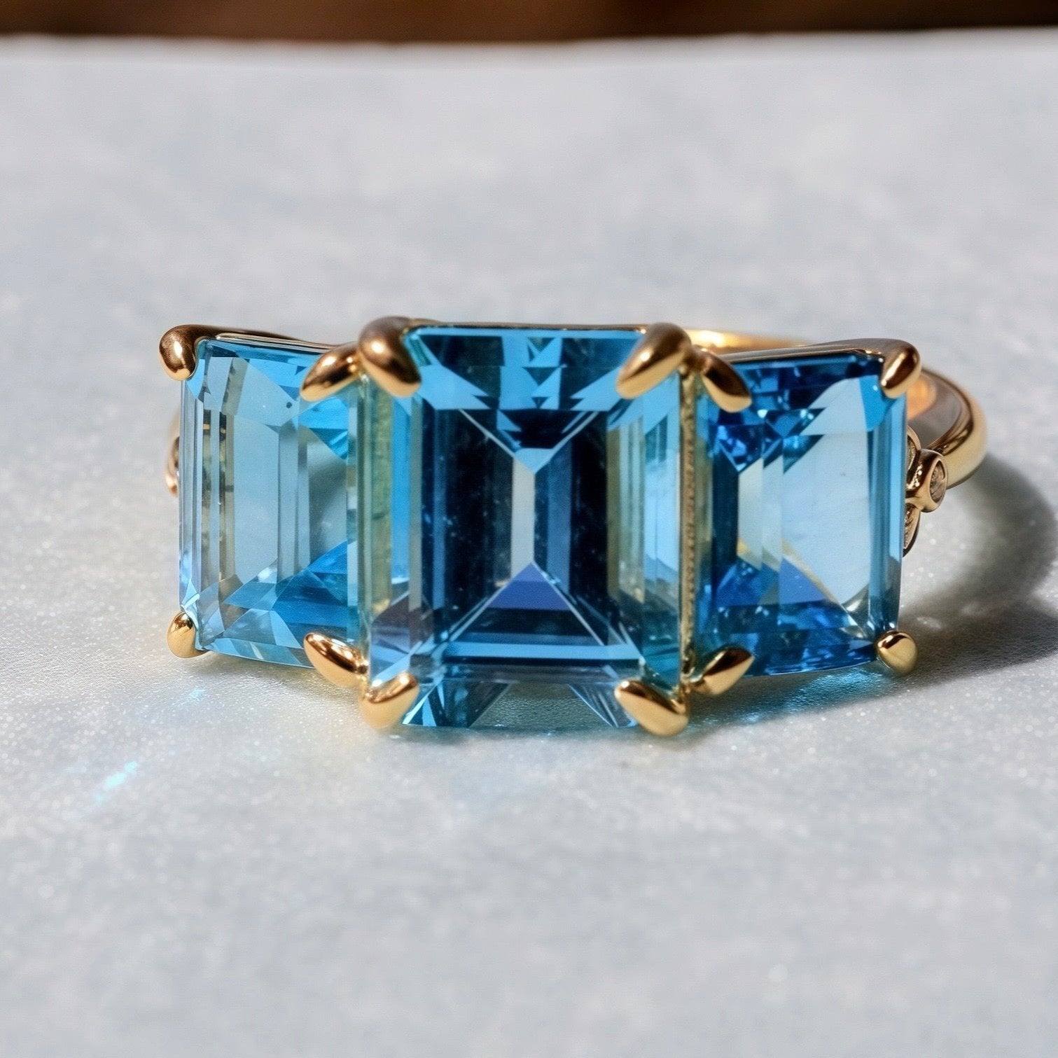 Fortune Topaz Diamond Three-Stone Ring