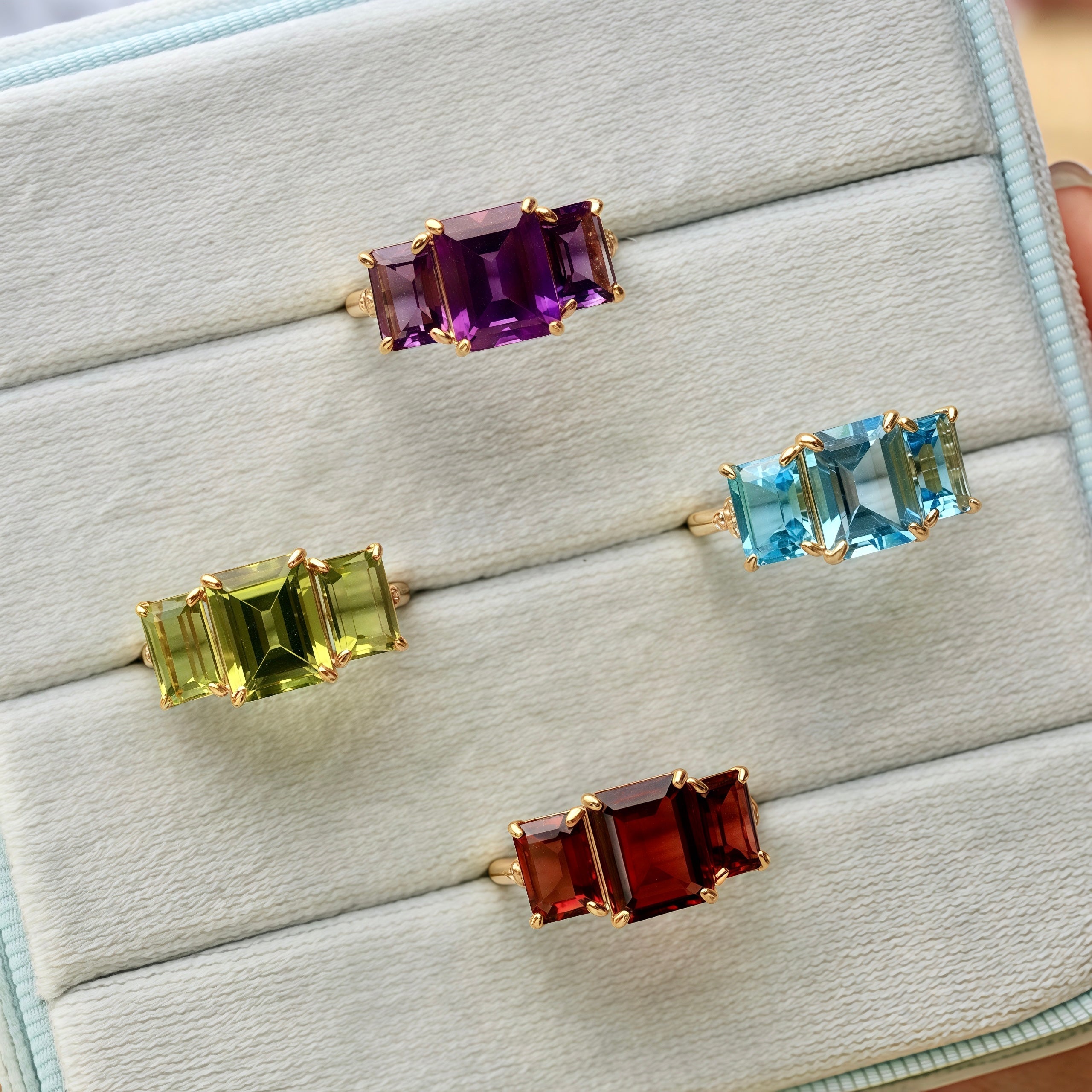 Fortune Peridot Diamond Three-Stone Ring