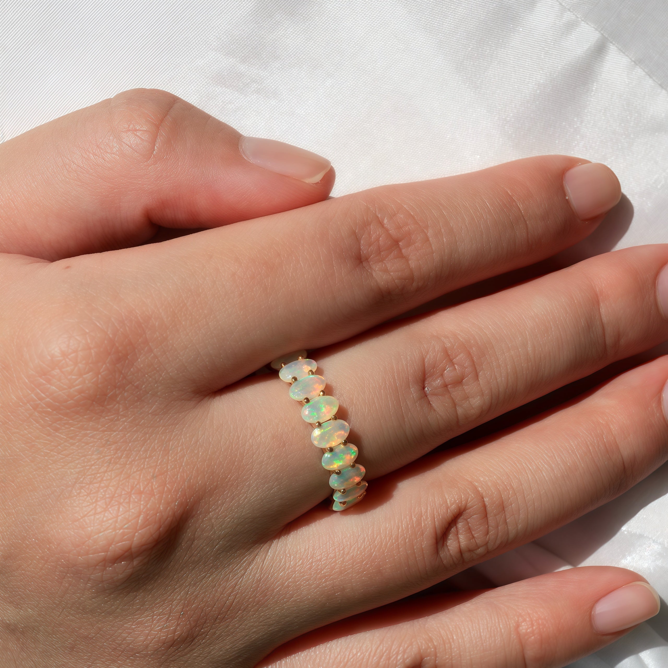 Nora Oval Fire Opal Eternity Ring