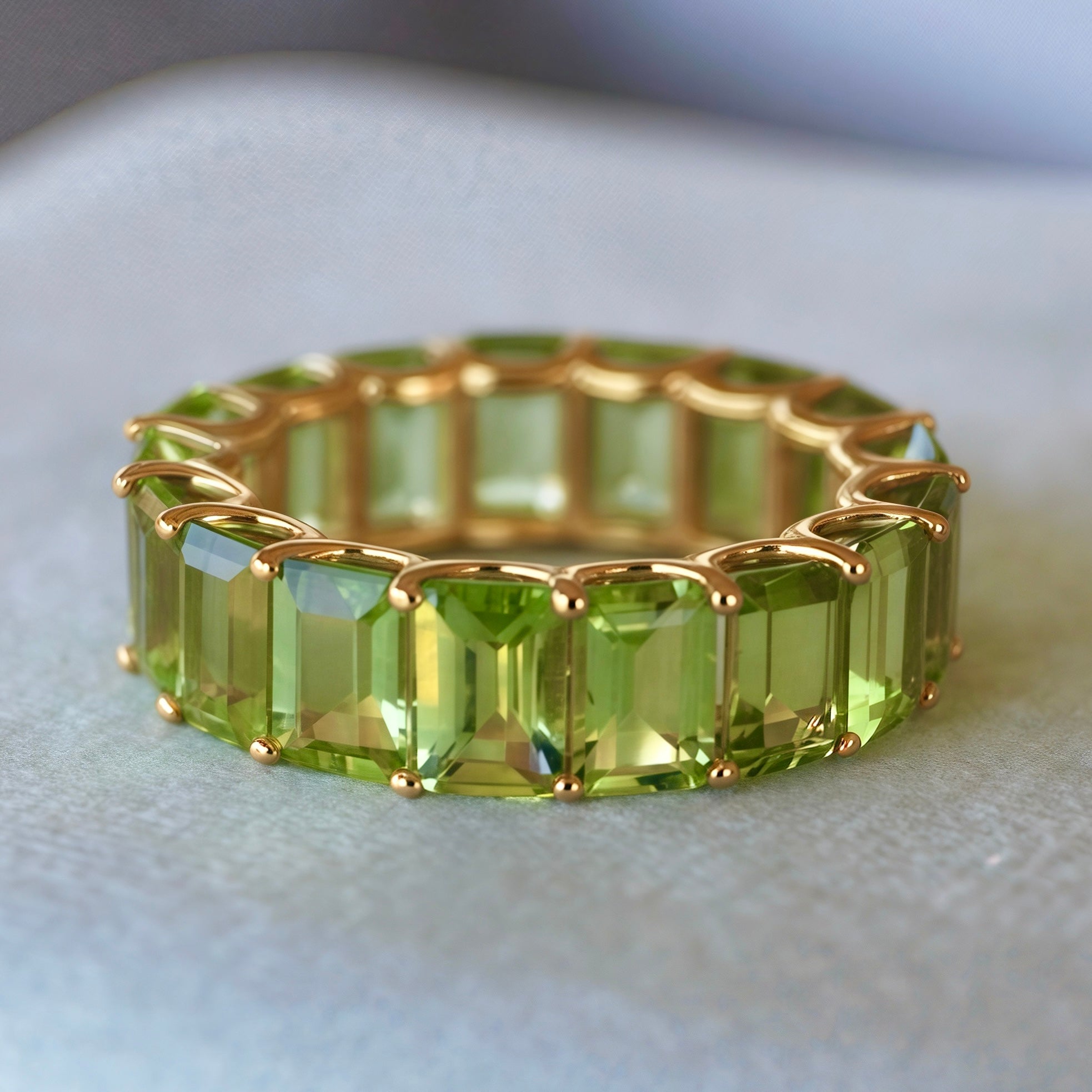 Nora Emerald-Cut Peridot Eternity Ring