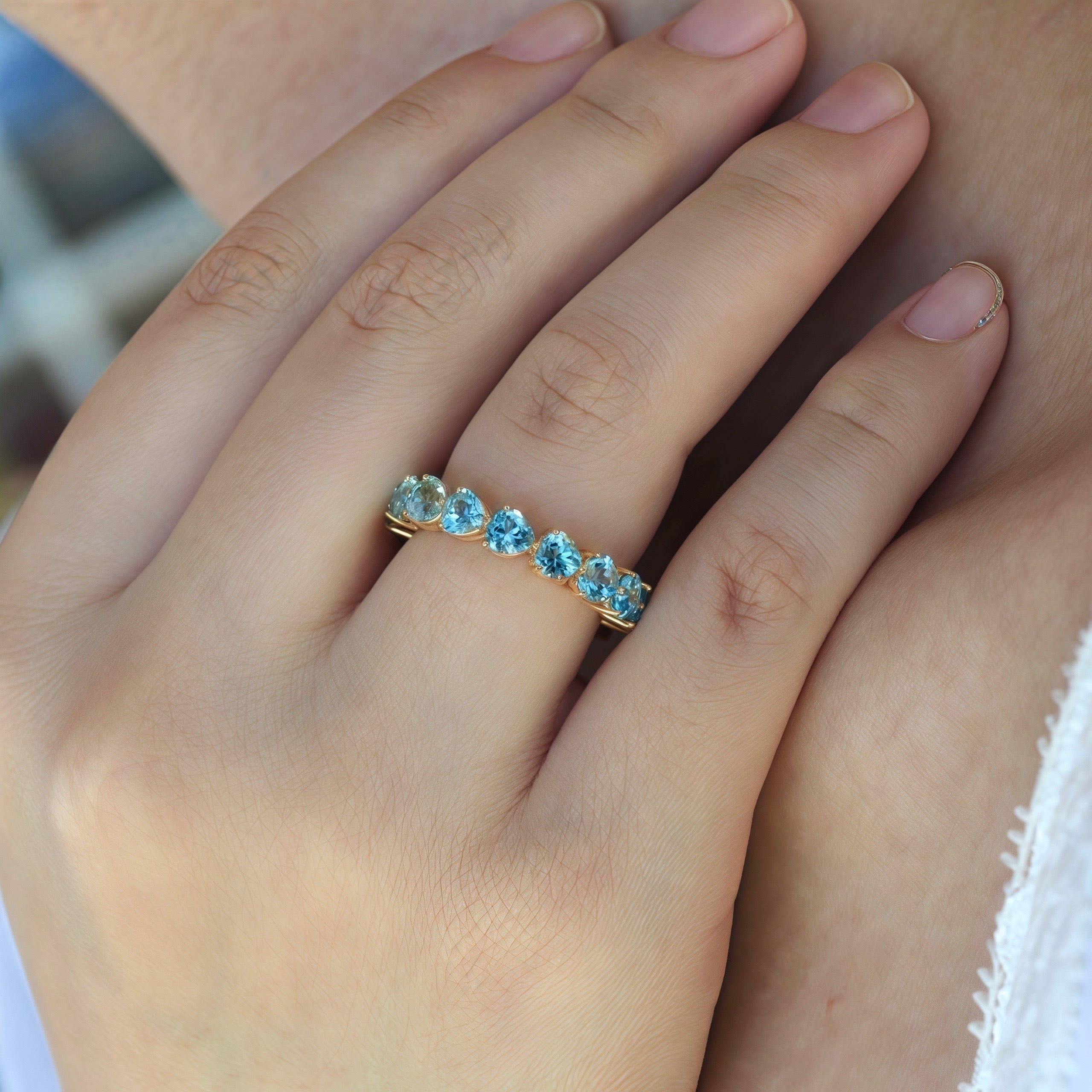 Nora Heart Topaz Eternity Ring