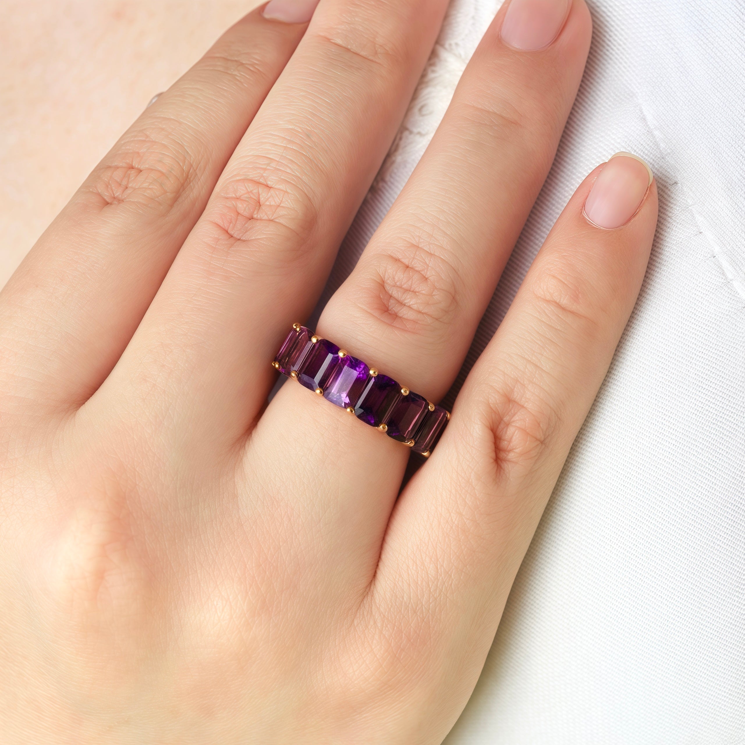 Nora Emerald-Cut Amethyst Eternity Ring