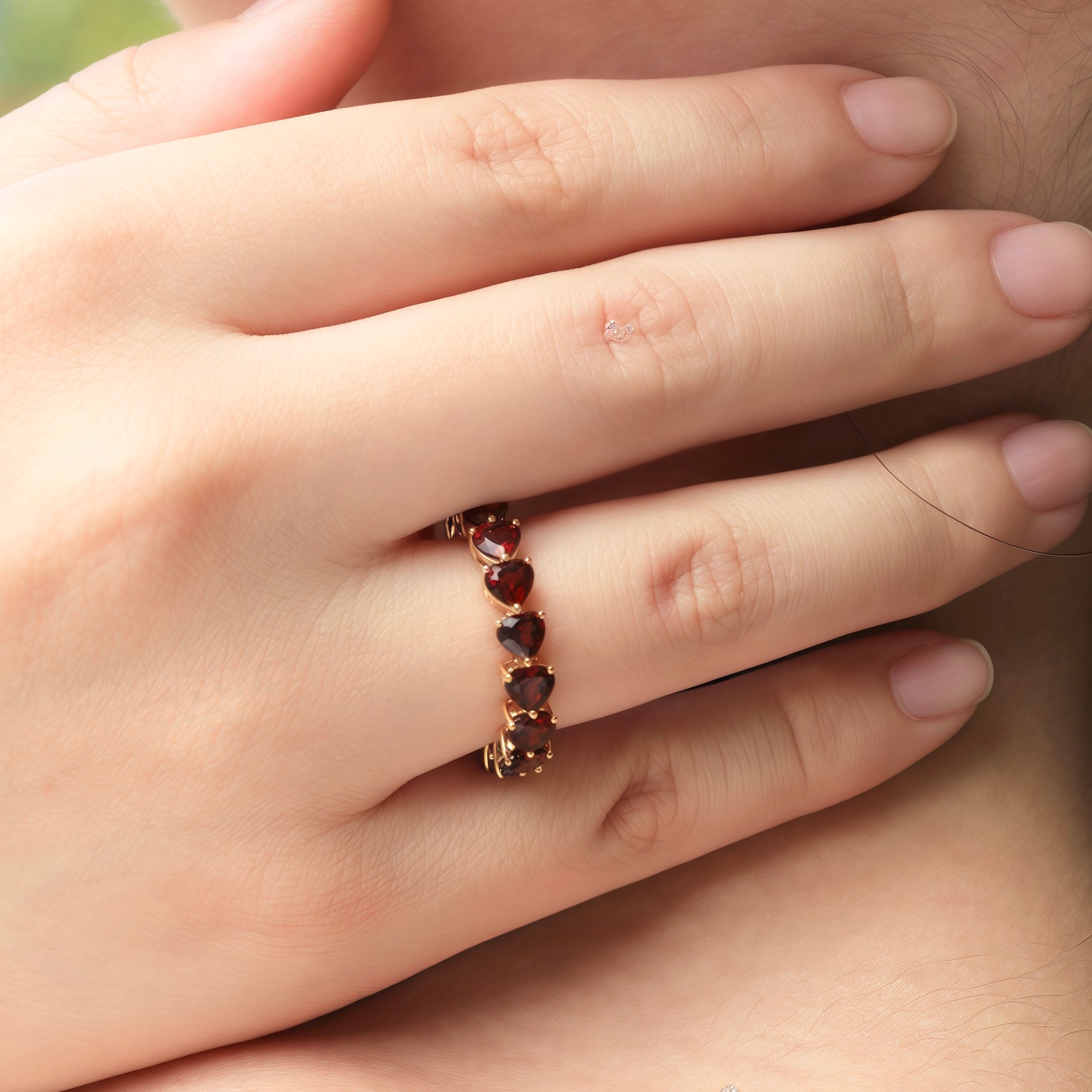 Nora Heart Garnet Eternity Ring