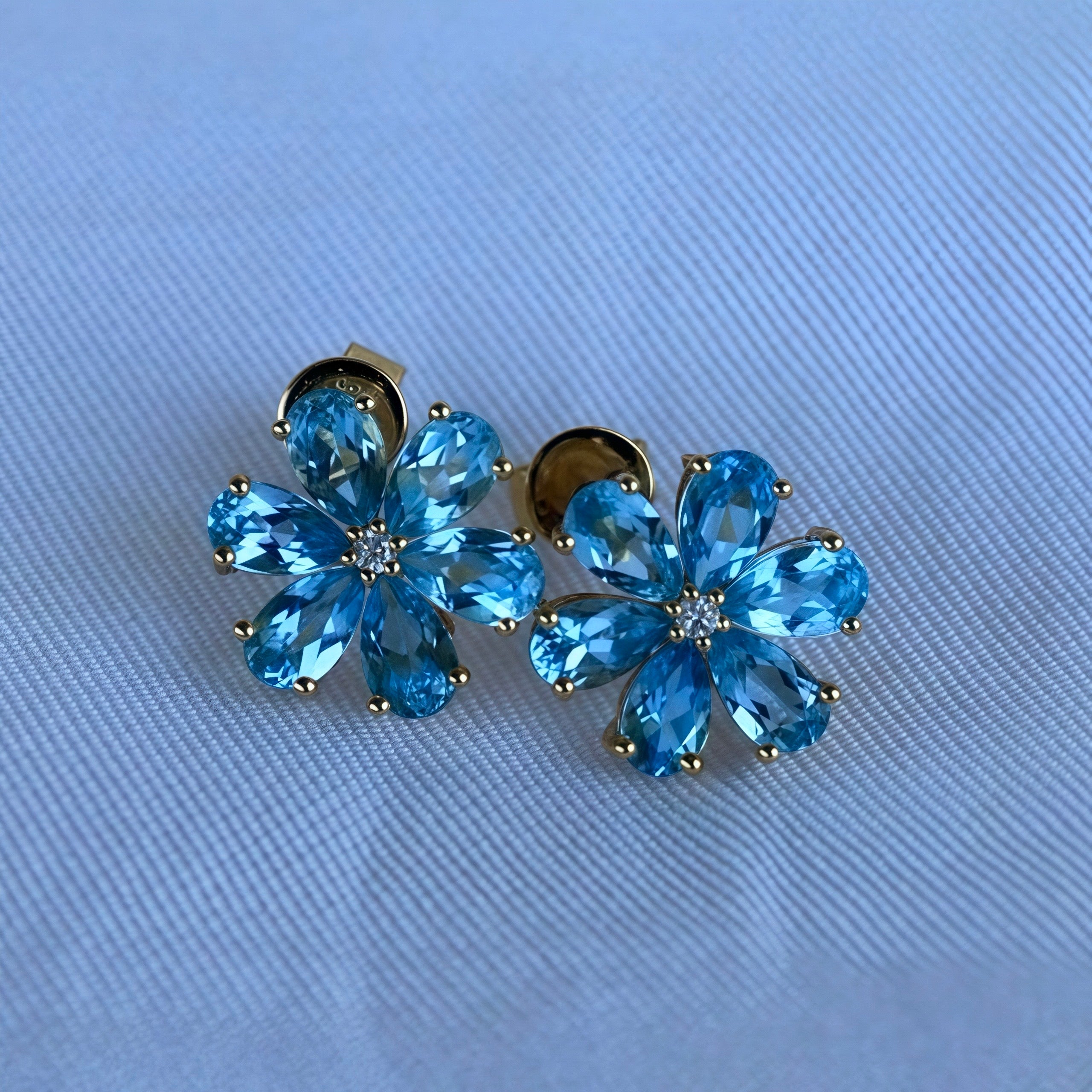 Flora Blossom Topaz Diamond Earrings