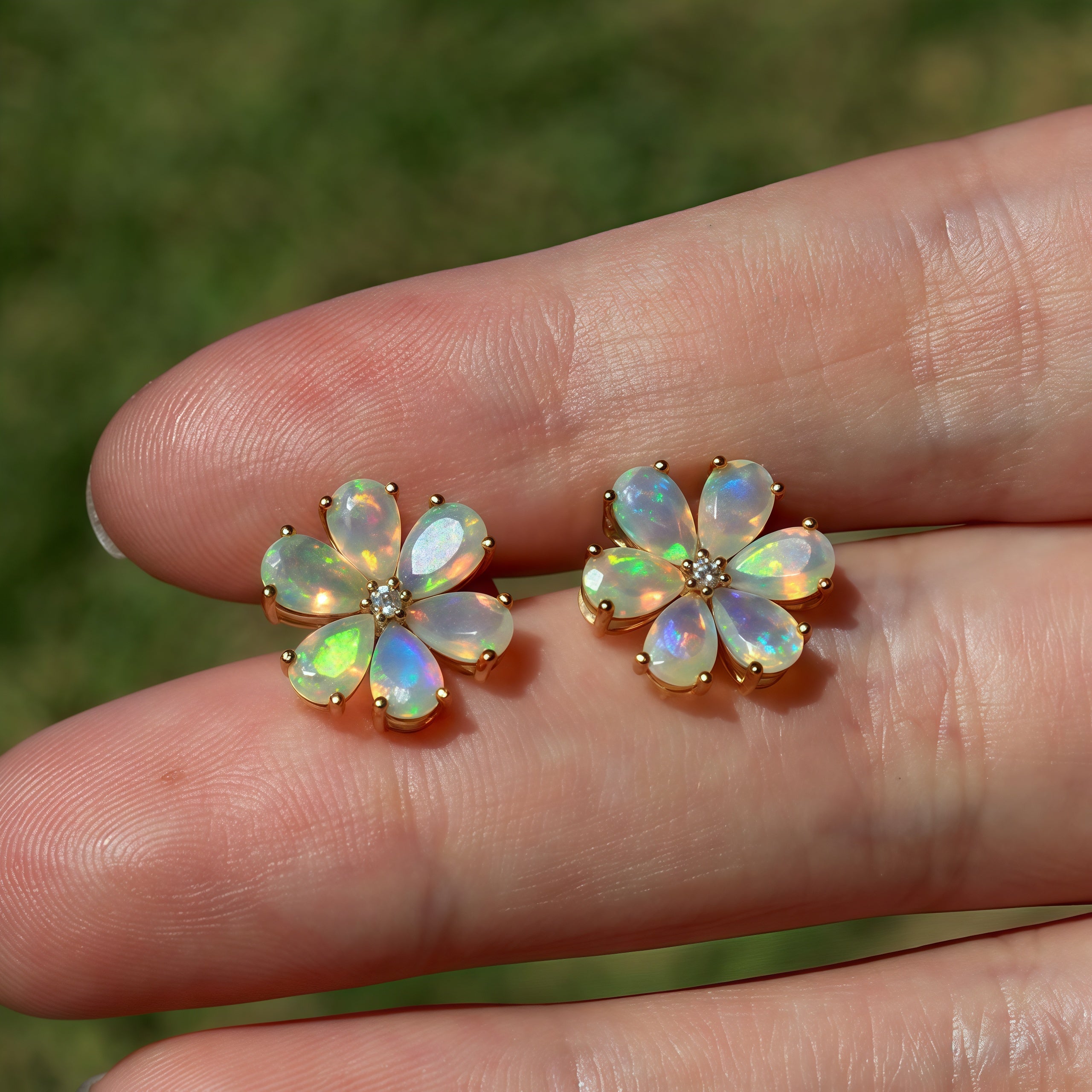 Flora Blossom Opal Diamond Earrings