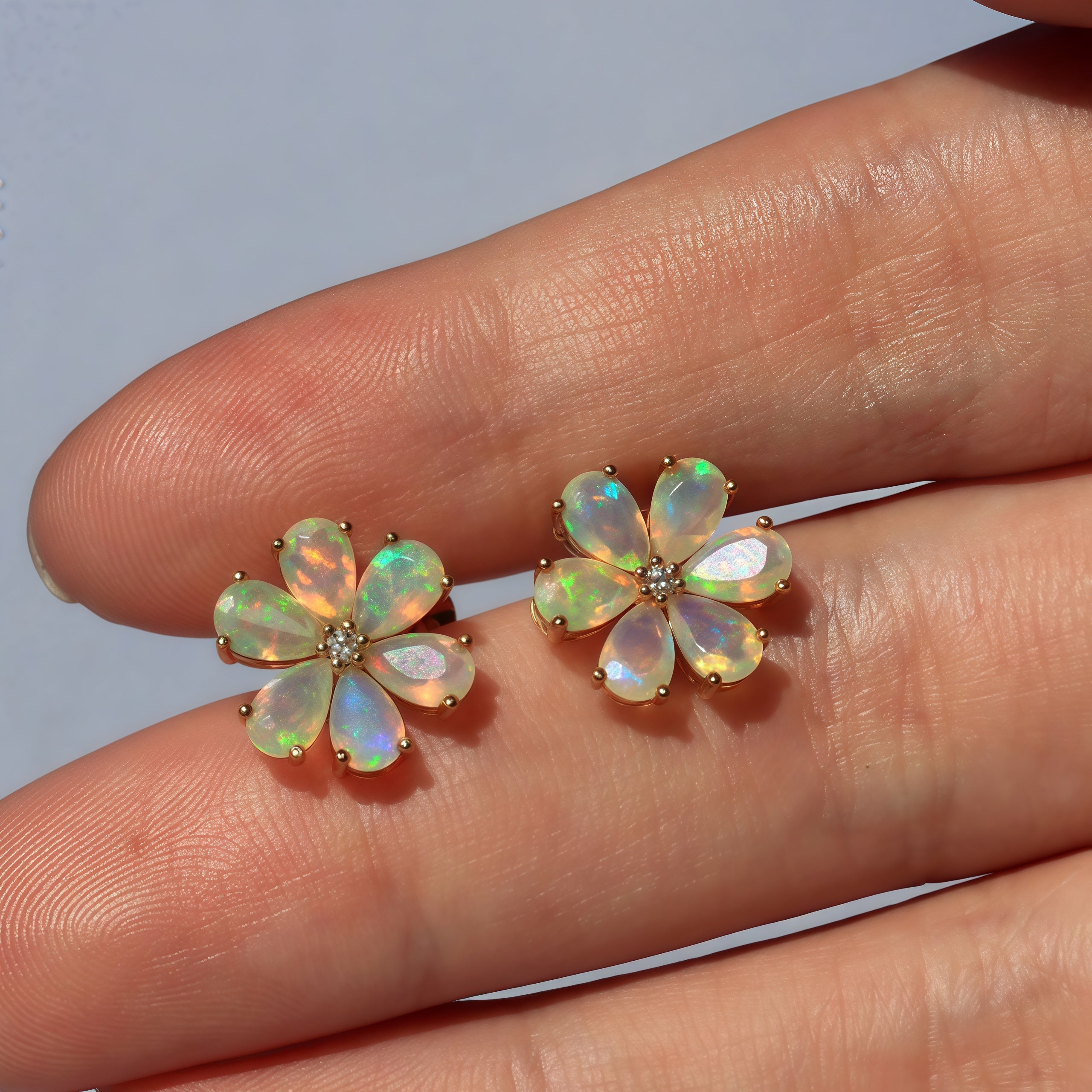 Flora Blossom Opal Diamond Earrings