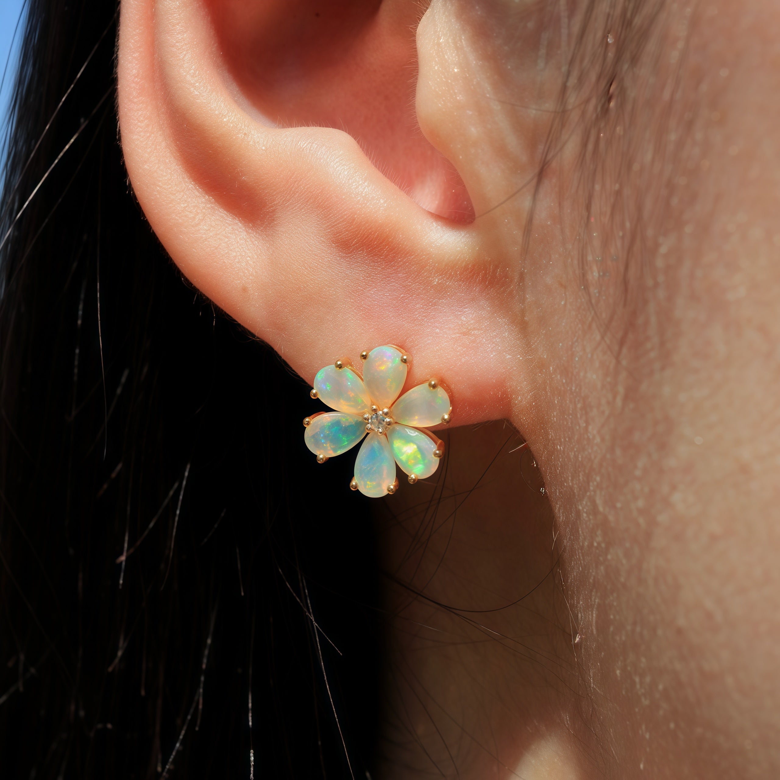 Flora Opal Diamond Pearl Convertible Drop Earrings